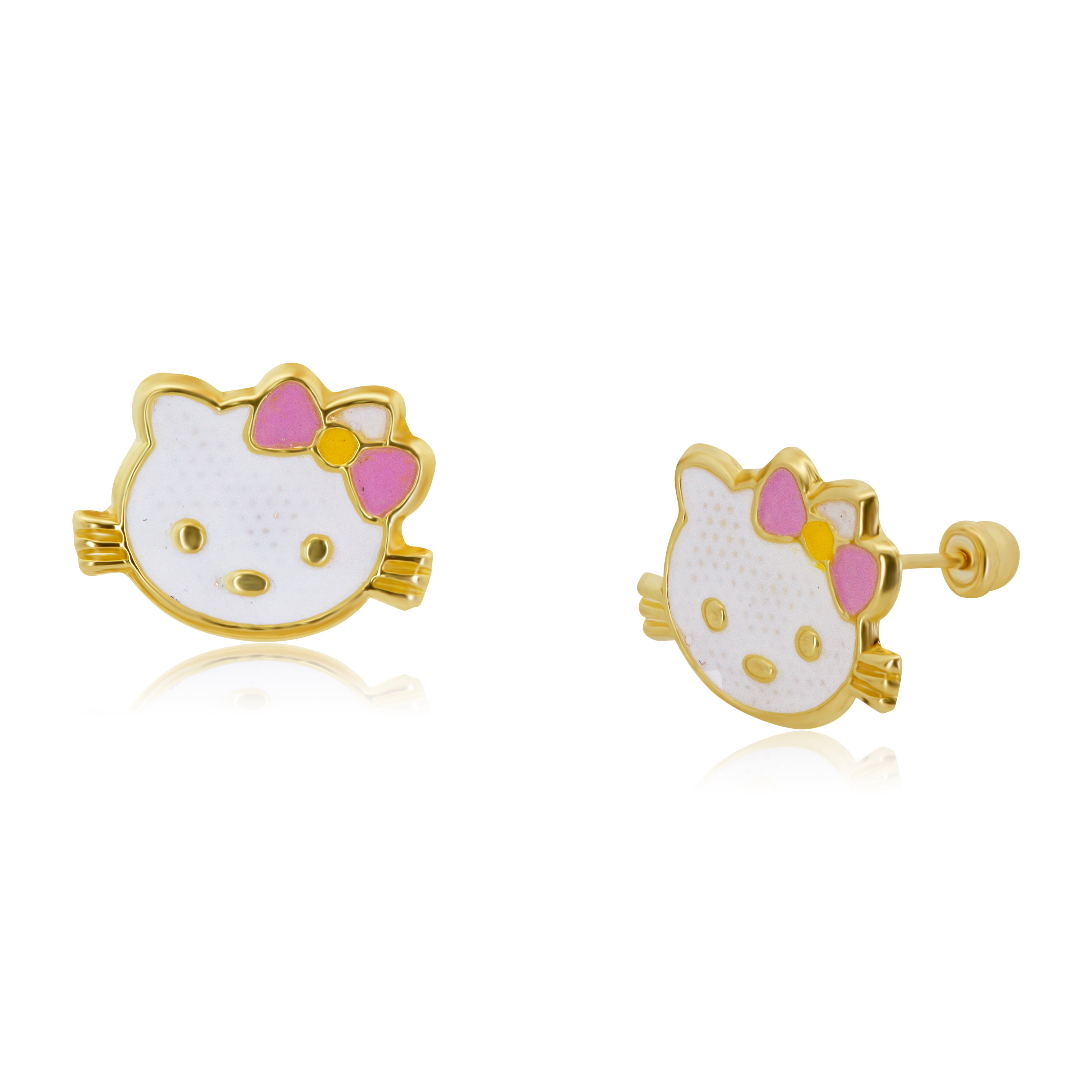 Broquel de Oro 10K  Hello Kitty Esmaltado