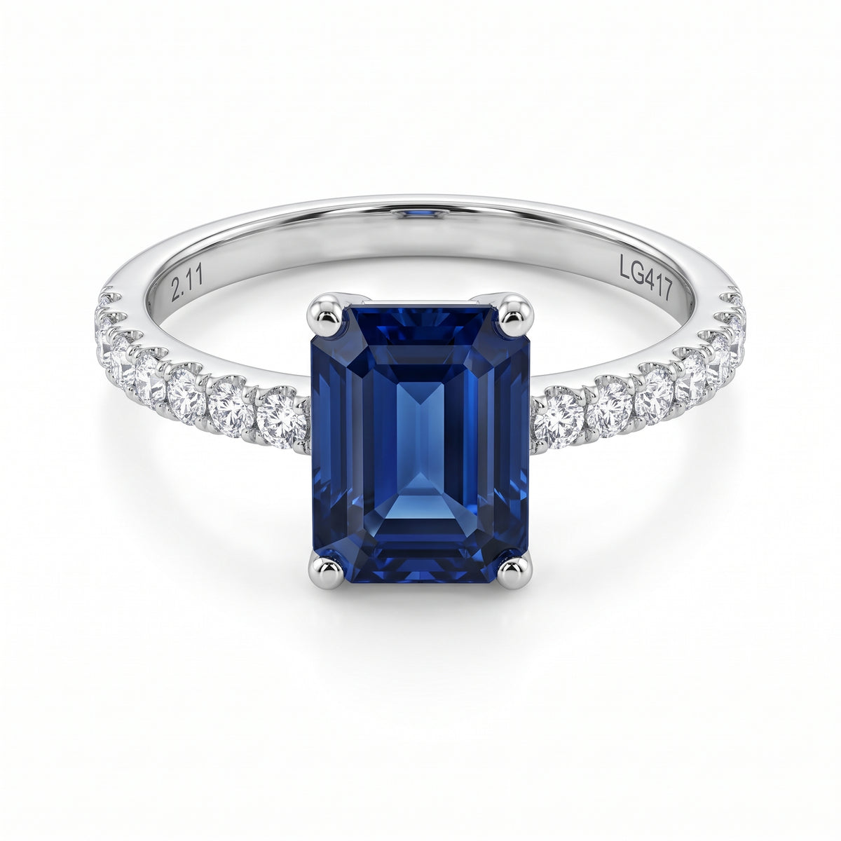 Anillo de Oro 10K Zafiro 2.11ct y BRILLANTE LABORATORIO .28ct.