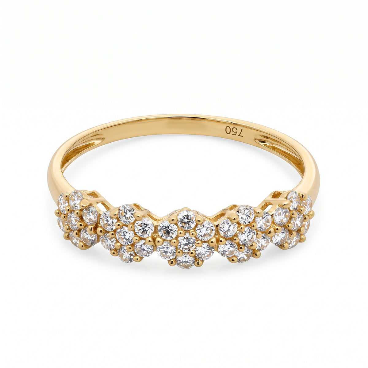 Anillo de Oro 18K Churumbela tipo Flores BRILLANTE NATURAL .39ct