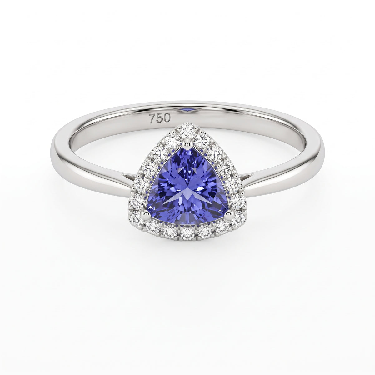 Anillo de Oro 18K Tanzanita .49ct  y BRILLANTE NATURAL .08ct.