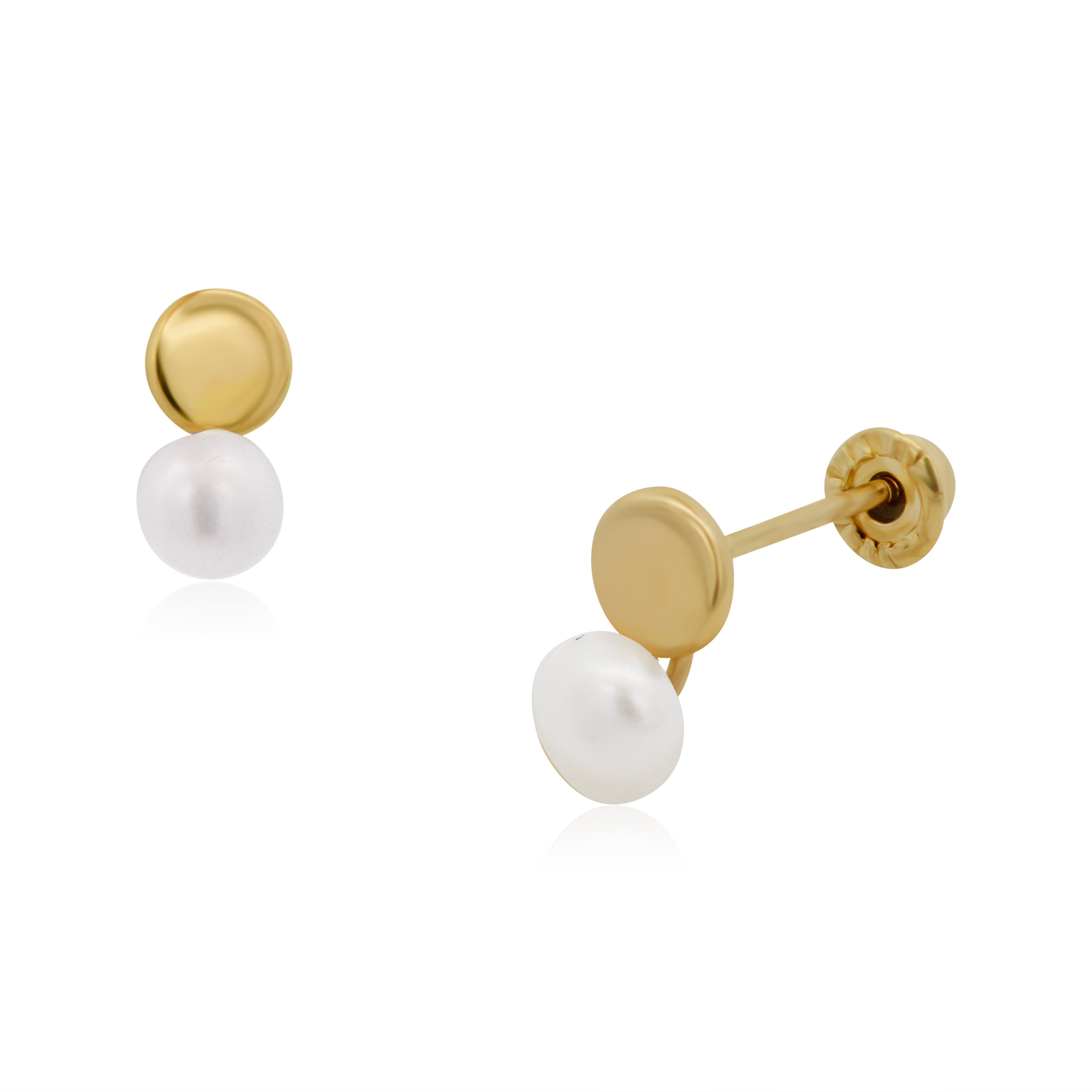 Broquel de Oro 10K  Tapón redondo con perla