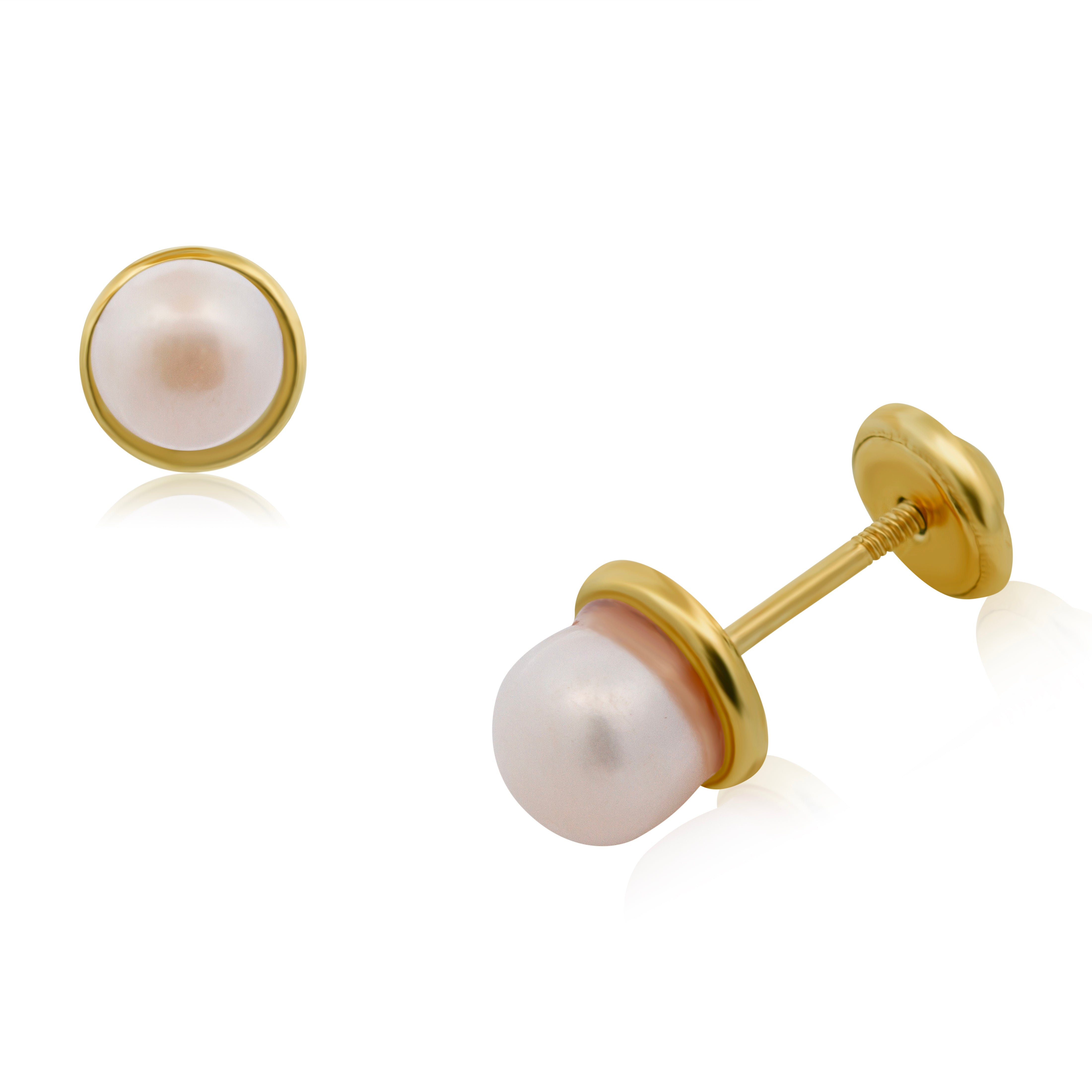 Broquel Español Oro 14k de Perla con Bisel