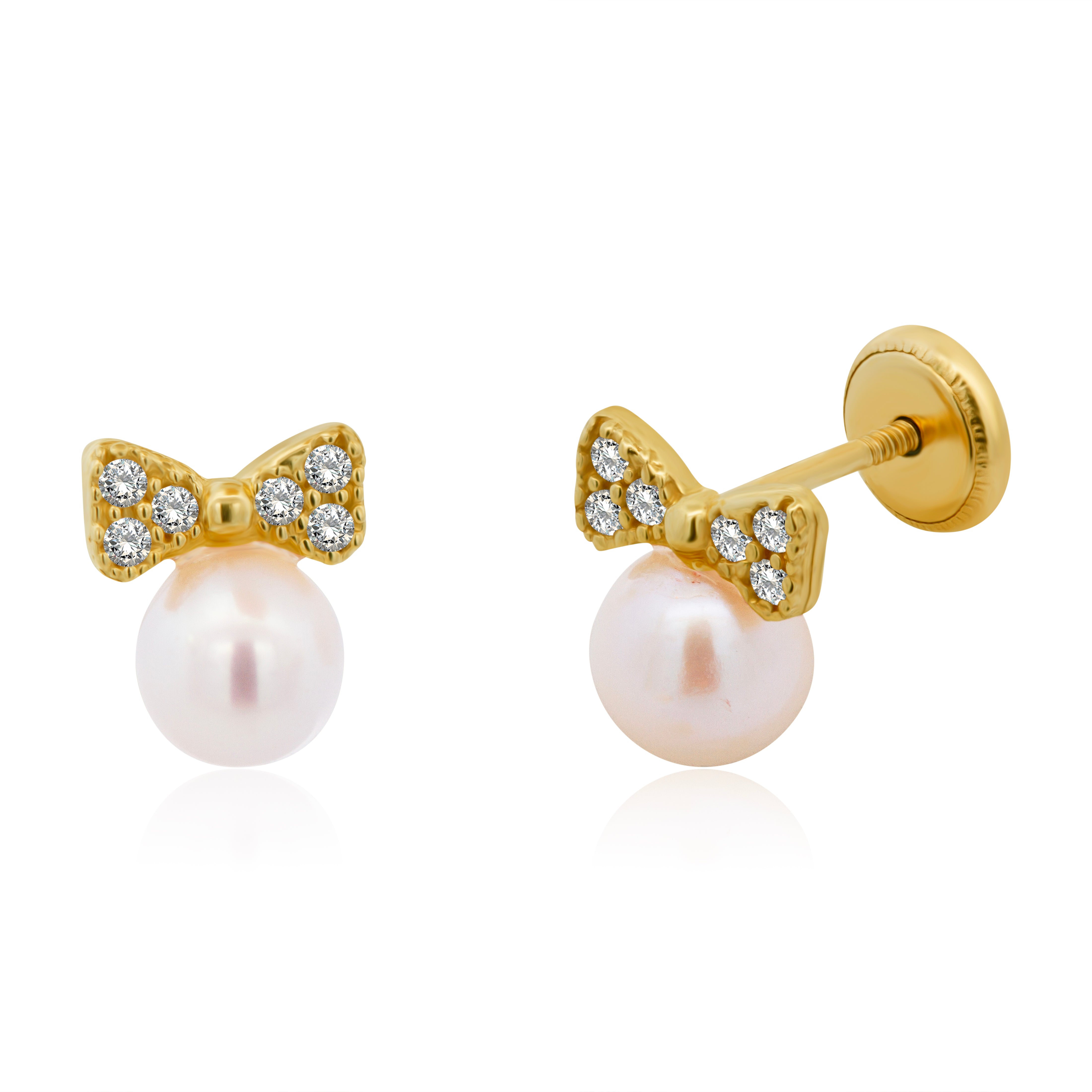 Broquel Español Oro 14k de Perla con Moño