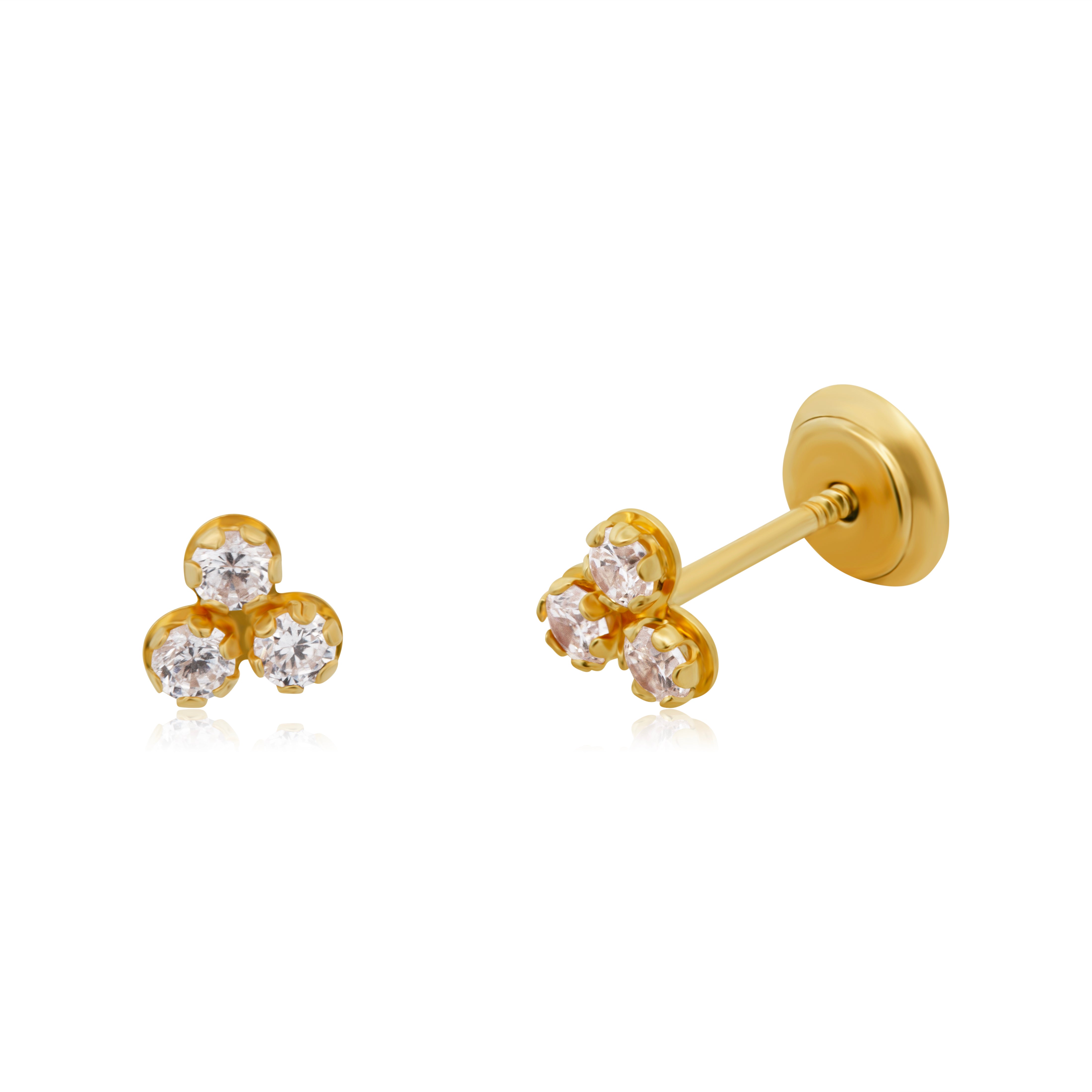 Broquel Español Oro 14k de  Trébol de Zirconias