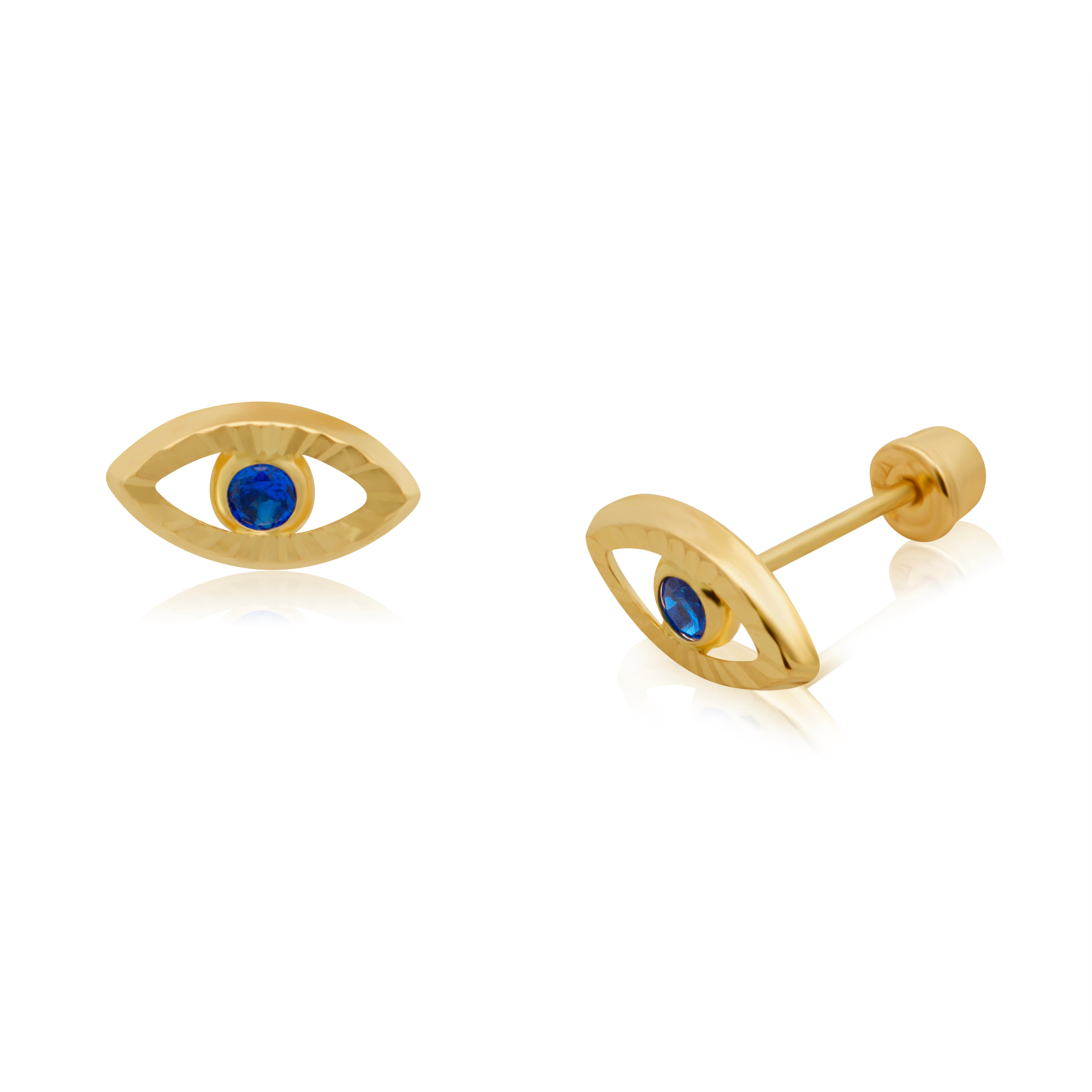 Broquel Ojo Turco Contorno Diamantado, Oro 14K