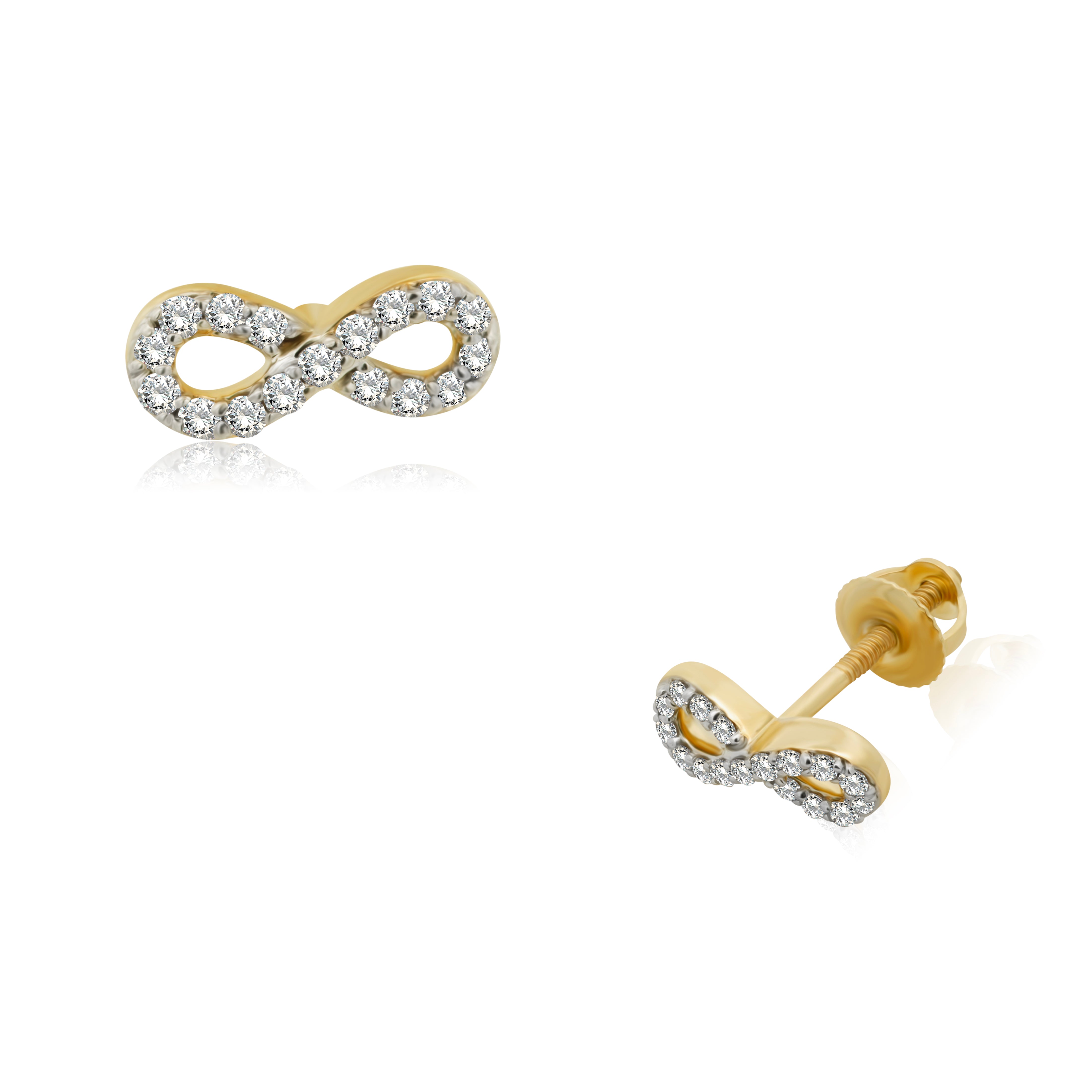 Broquel de Oro 10K Infinito Brillante Natural .17ct
