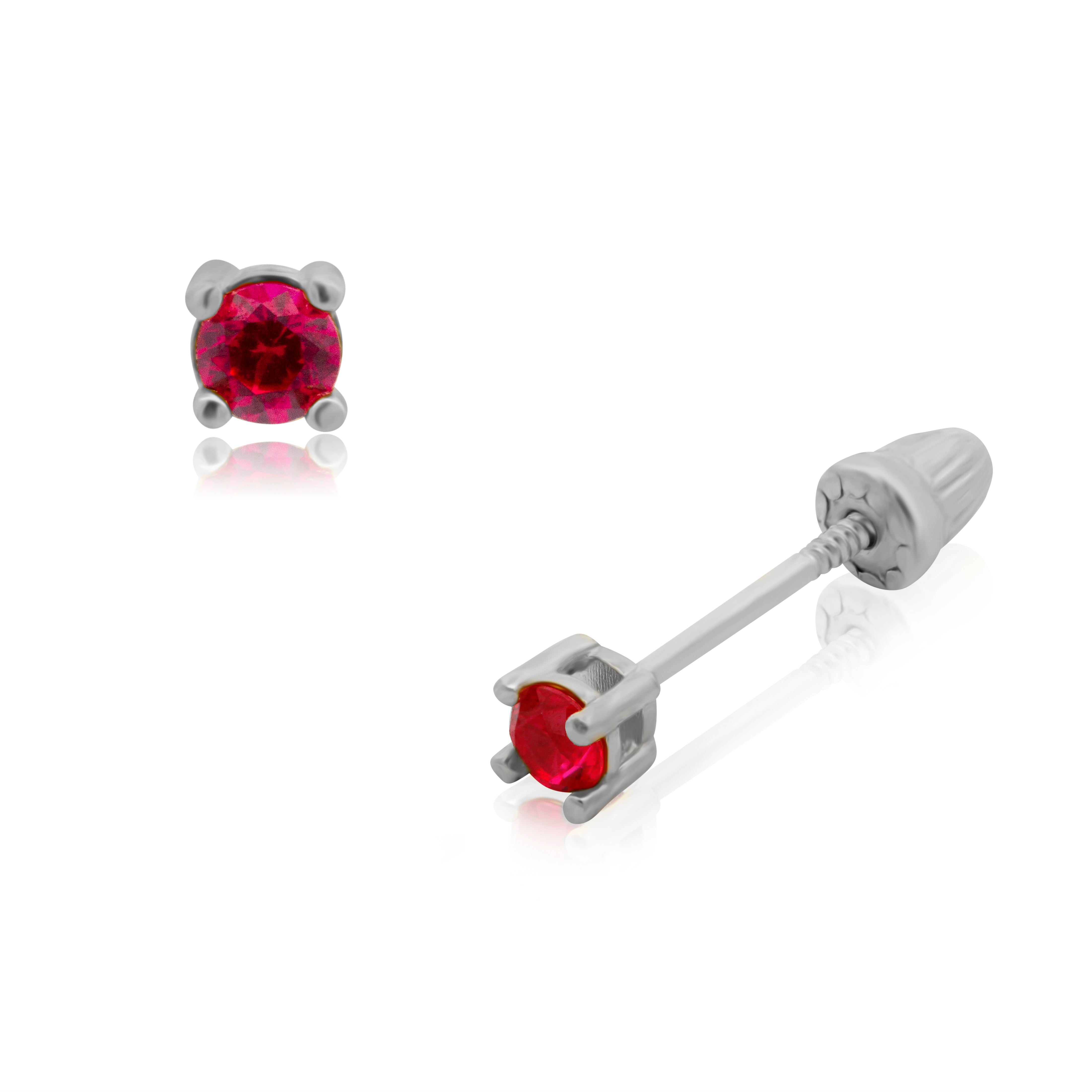 Broquel de Oro 14K Solitario Rubí Laboratorio