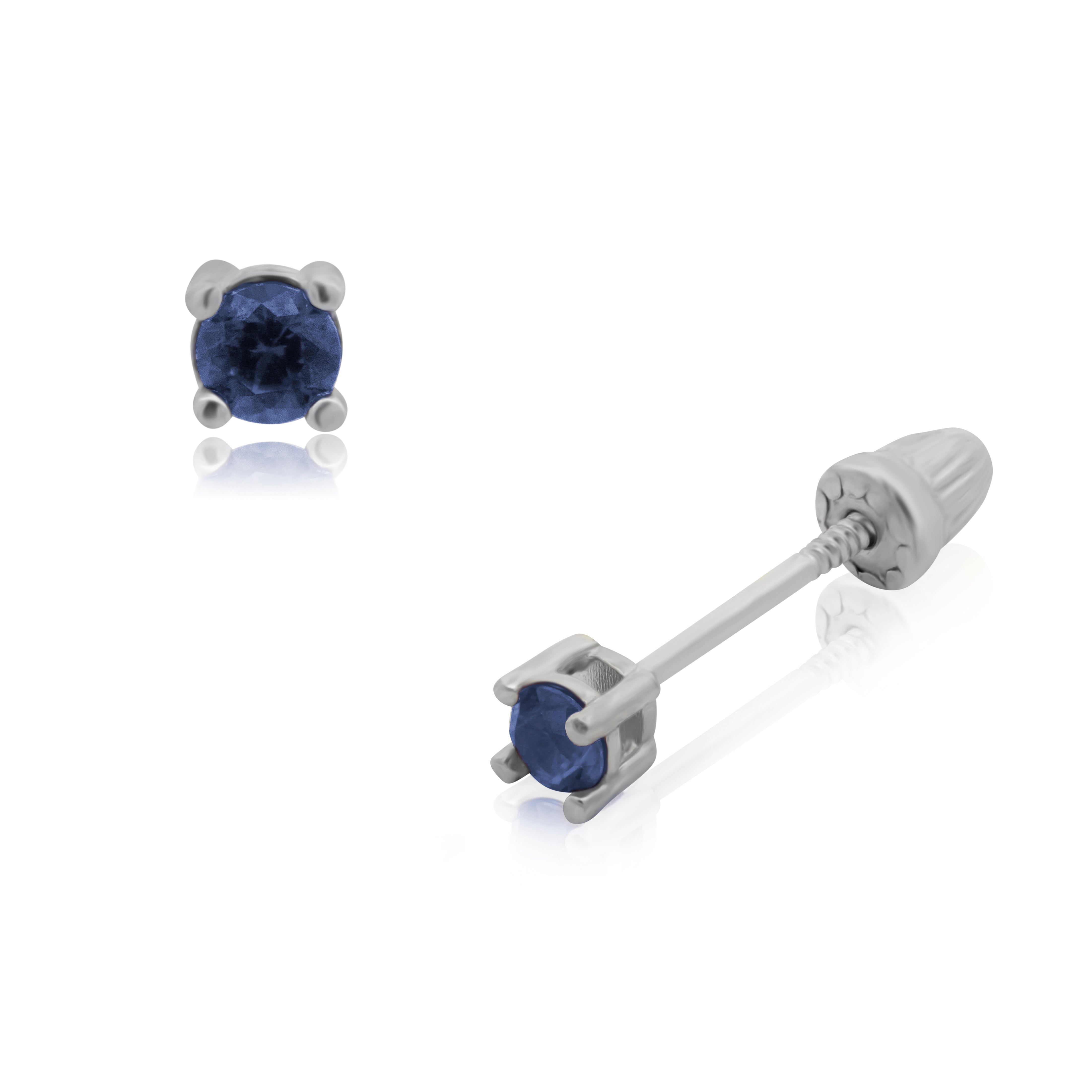 Broquel de Oro 14K Solitario Zafiro Laboratorio