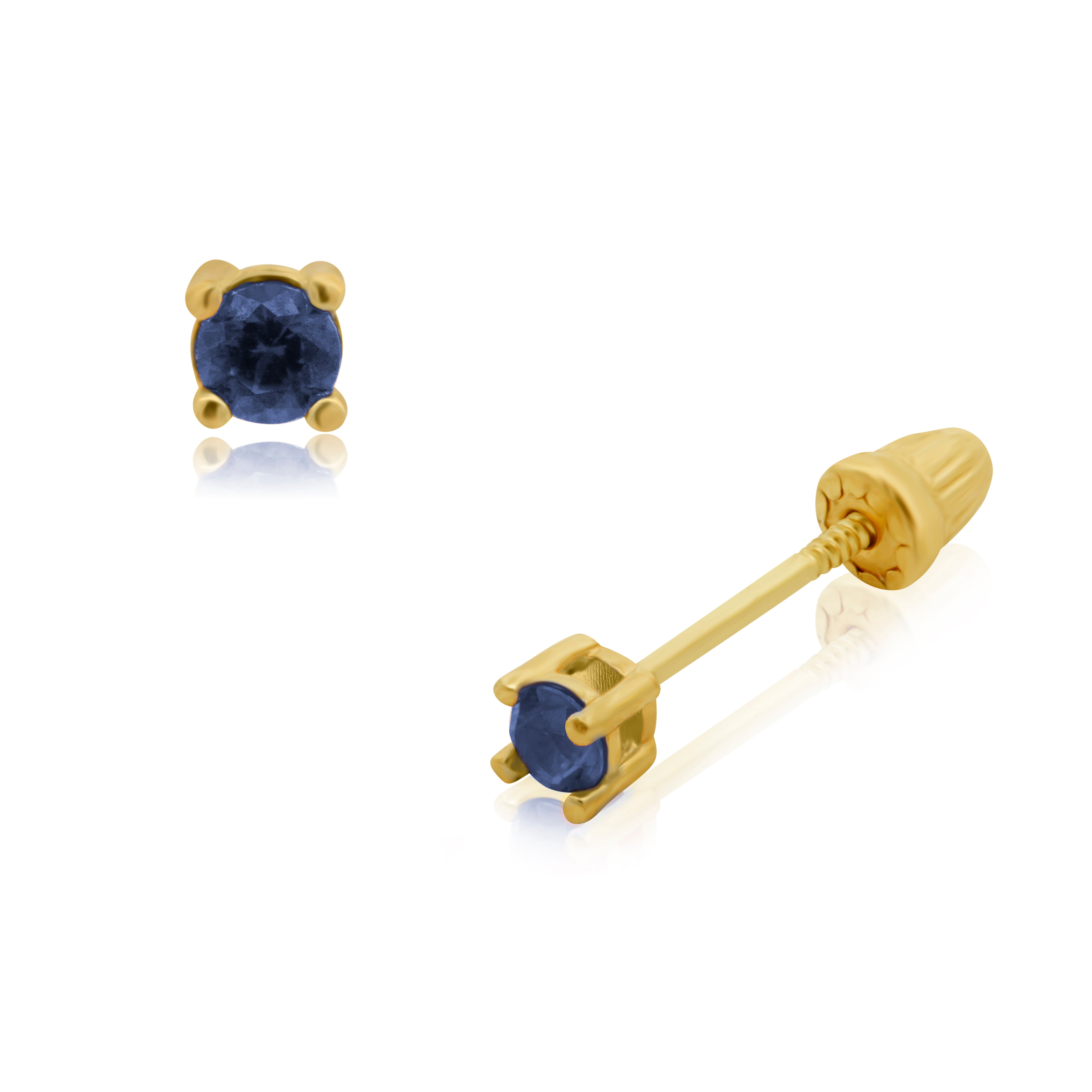 Broquel de Oro 14K Solitario Zafiro Laboratorio