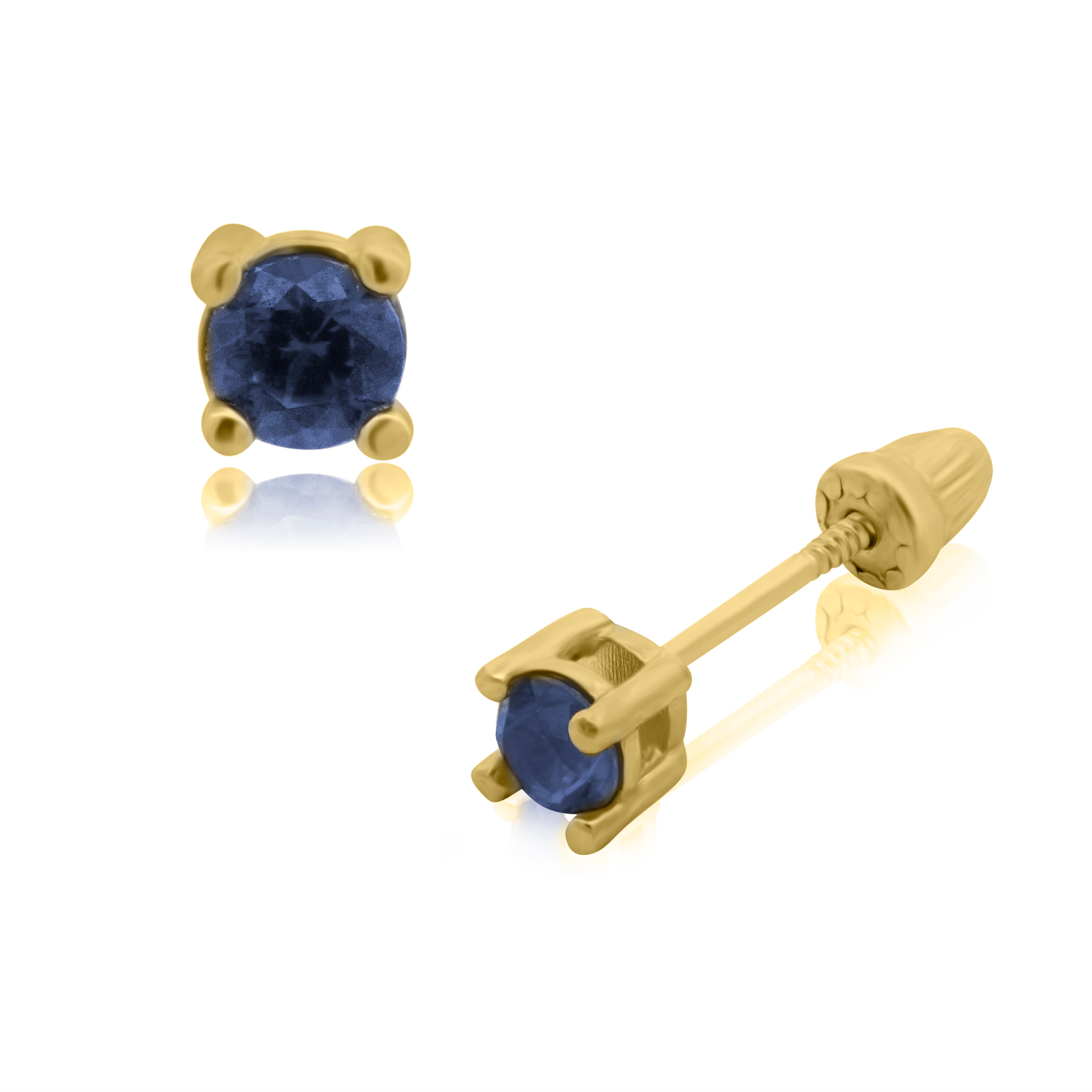 Broquel de Oro 14K Solitario Zafiro Laboratorio