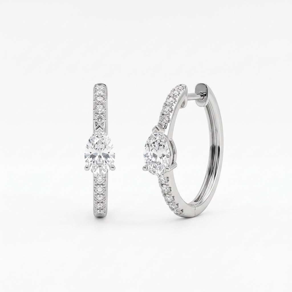 Huggies de Oro 10K Micro Pavé Pera BRILLANTES LAB 1.206ct