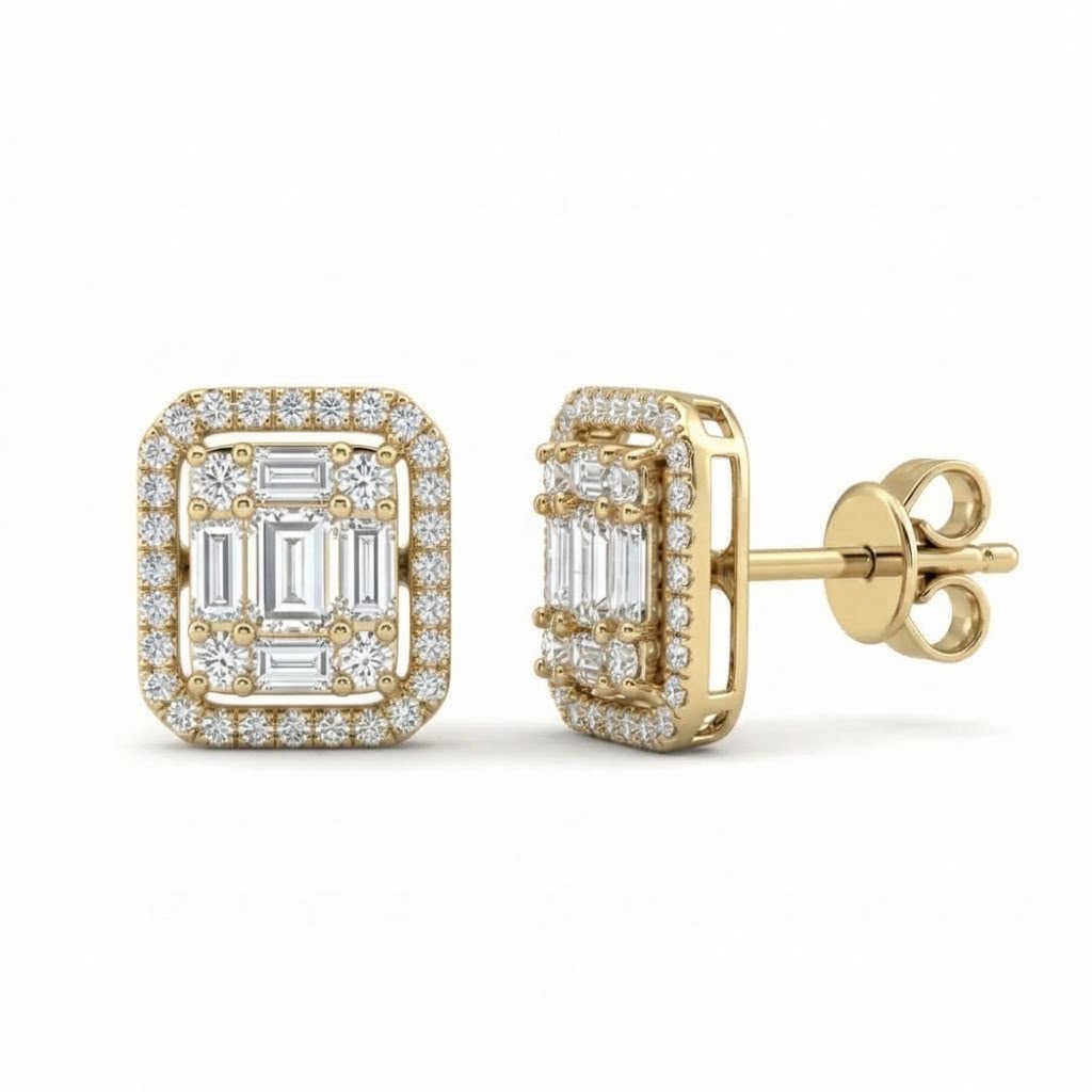 Broqueles de Oro 18K  Bisel BRILLANTE NATURAL .34ct