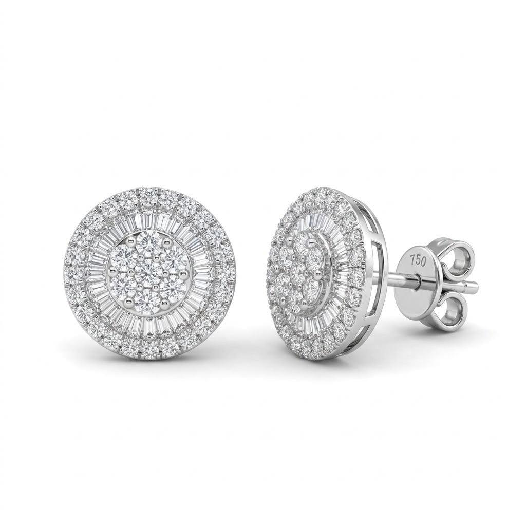 Broqueles de Oro 18K  Redondo BRILLANTE NATURAL .80ct