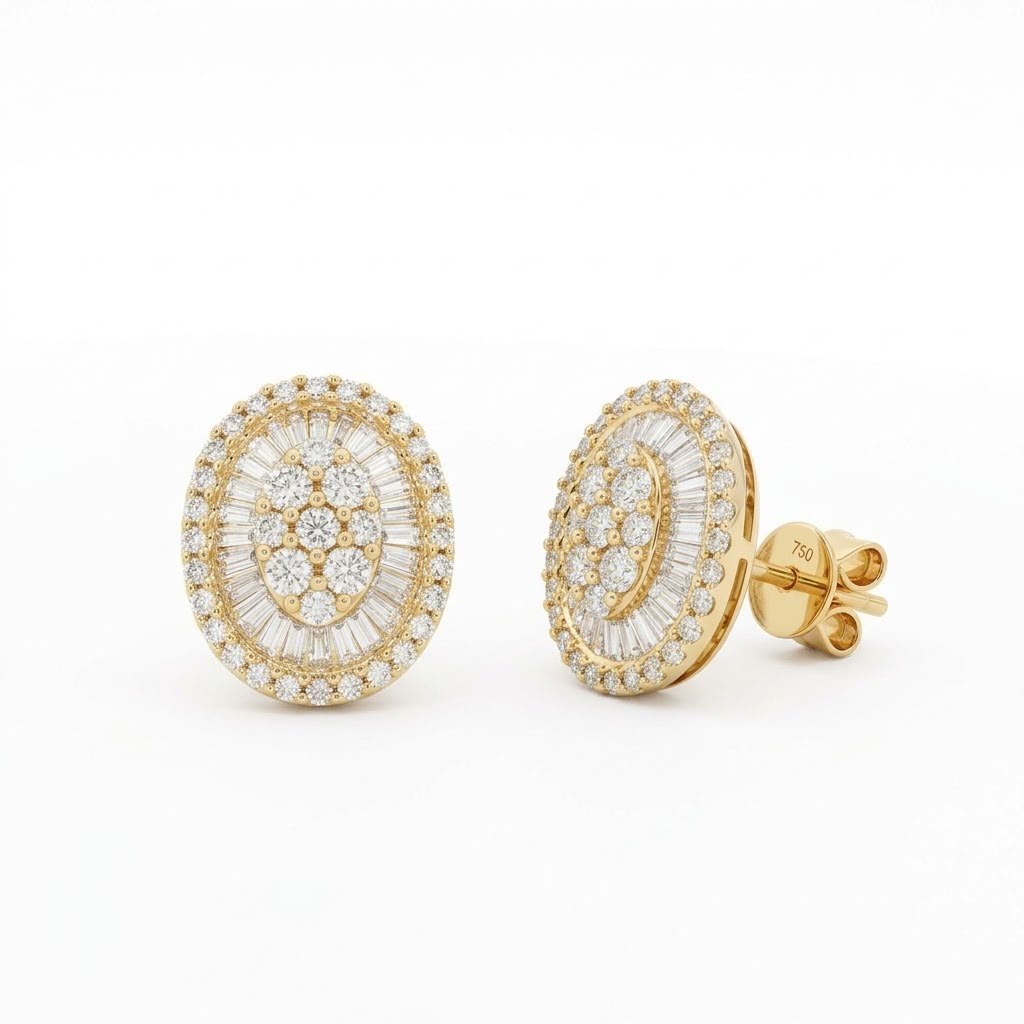 Broqueles de Oro 18K  Ovalado BRILLANTE NATURAL .85ct