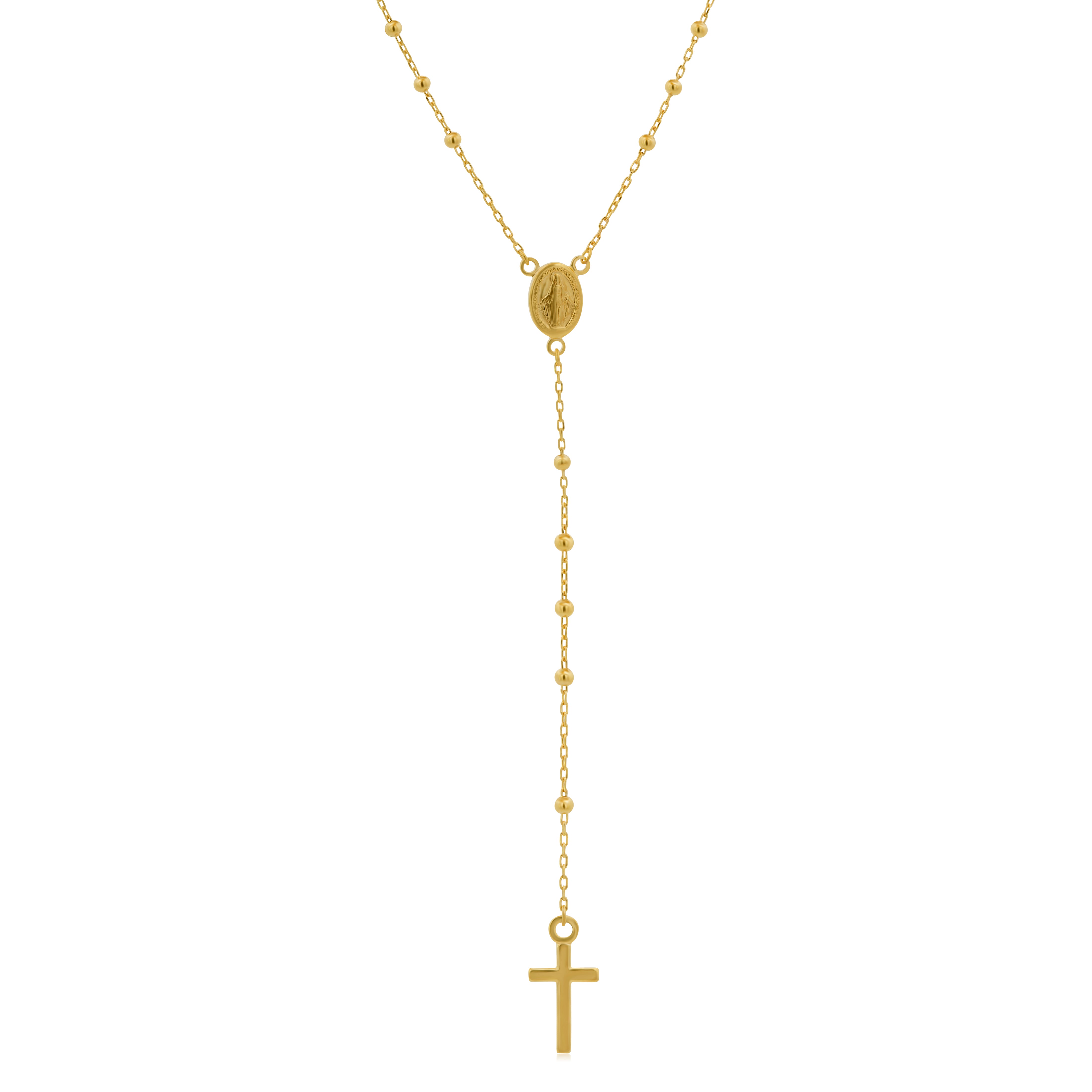 Rosario de Oro 10K Virgen Milagrosa Delgado 45 cm
