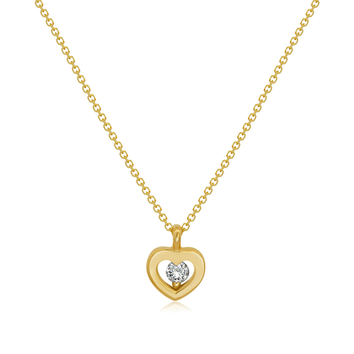 Gargantilla de Oro 14K de Corazón con BRILLANTE NATURAL .05ct.