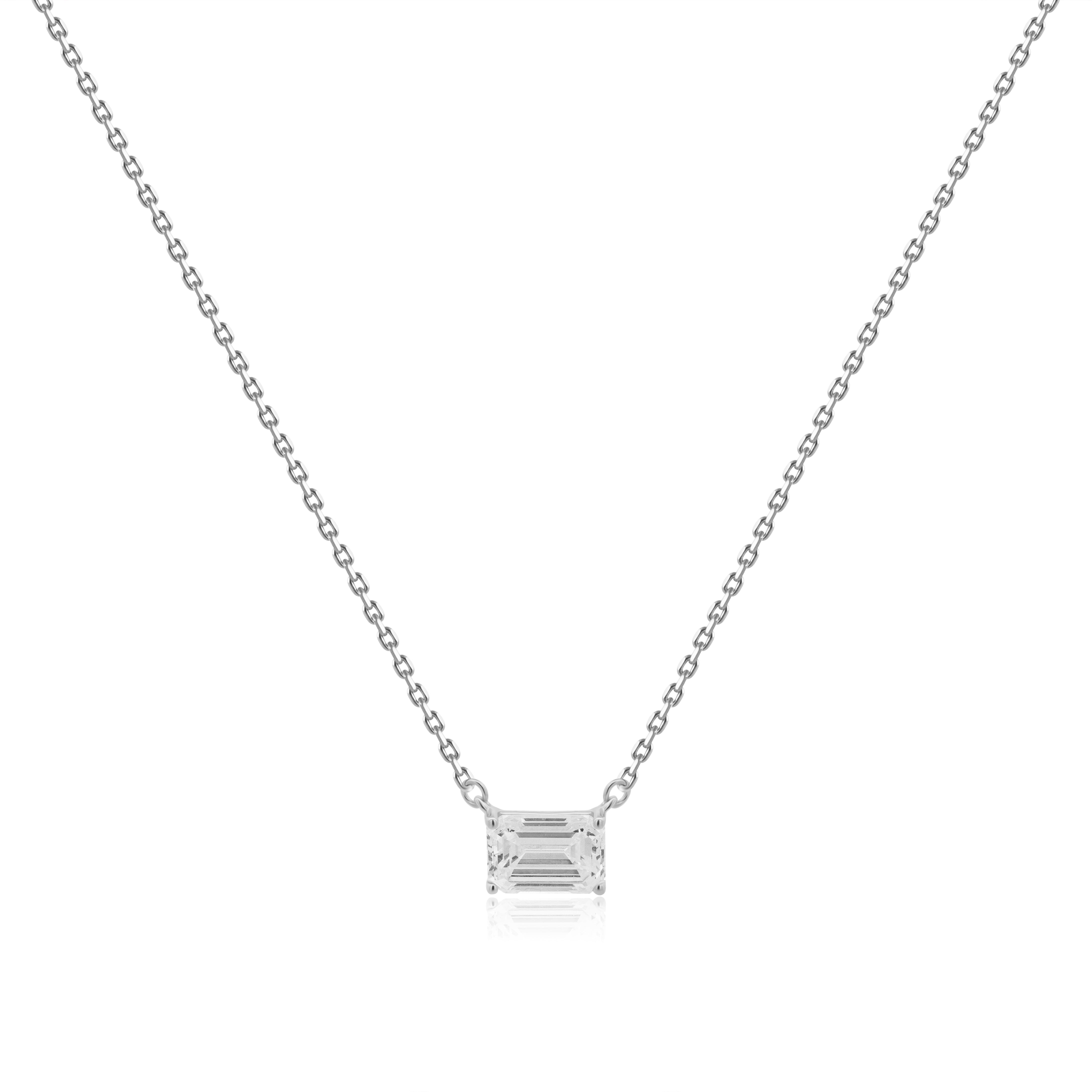 Gargantilla de Oro Blanco 10K   Baguette BRILLANTES LABORATORIO 1.04ct