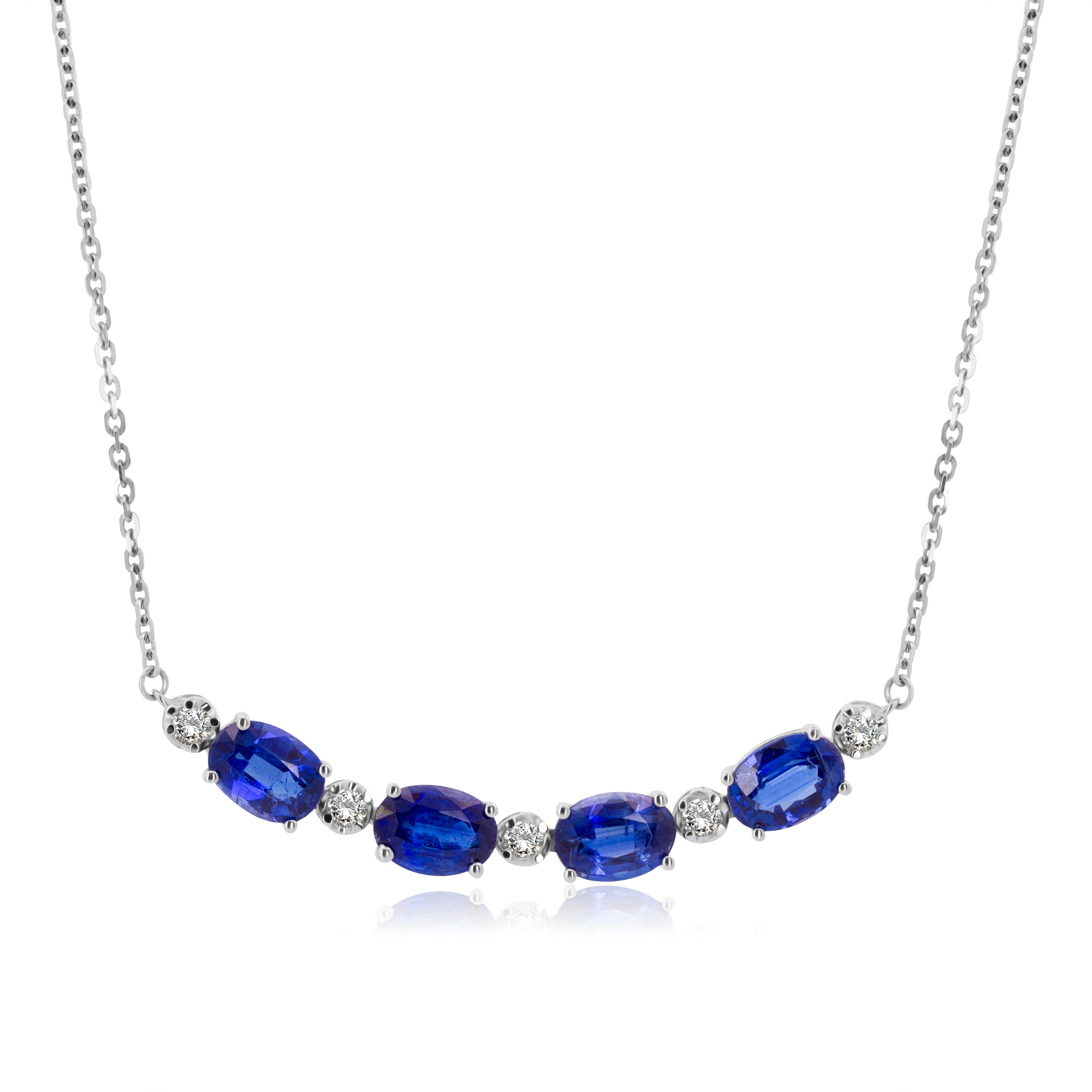 Gargantilla de Oro Blanco 18K  Sonrisa de Cianitas 4.08ct y Brillantes .20ct