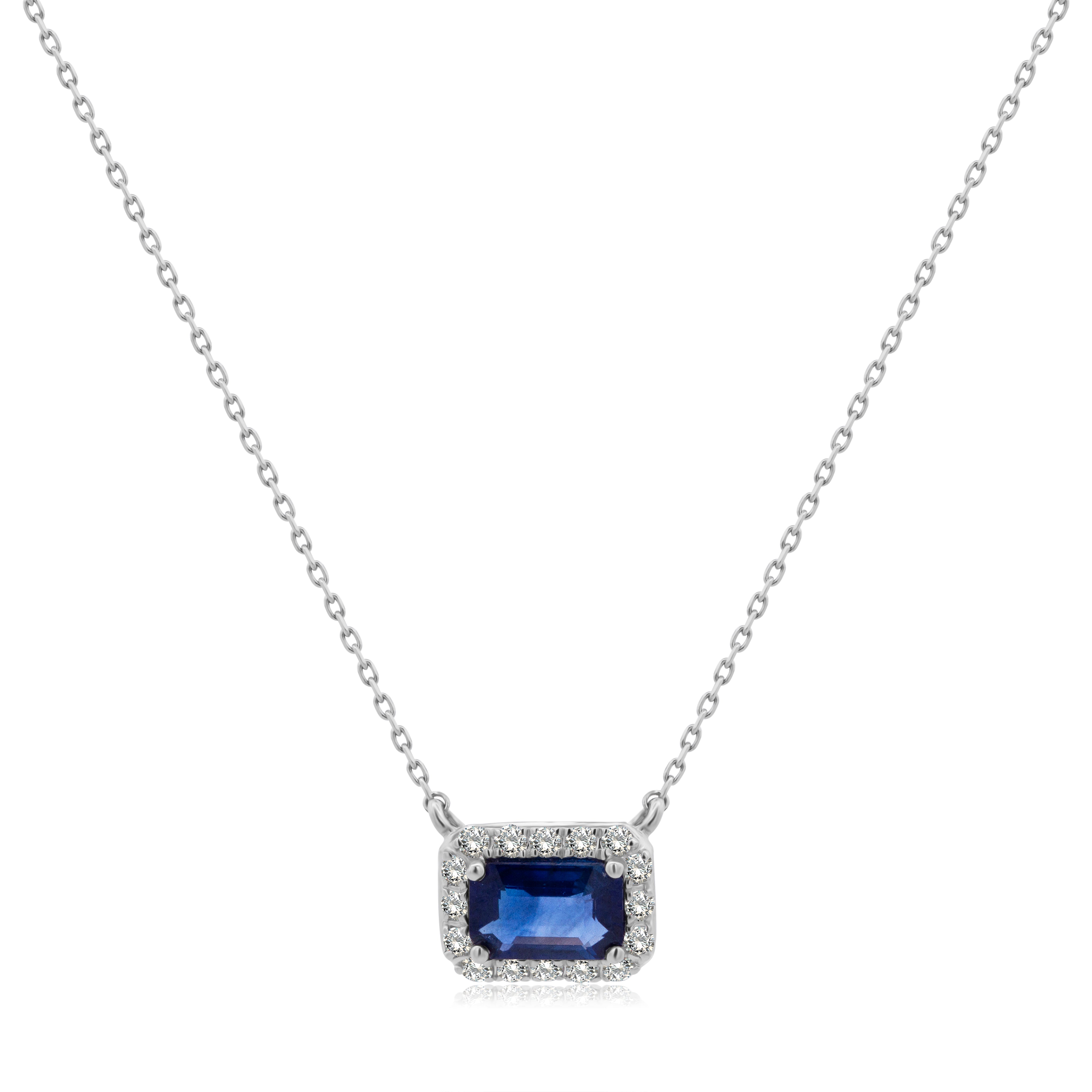 Gargantilla de Oro 14K Zafiro y BRILLANTE NATURAL .16ct.