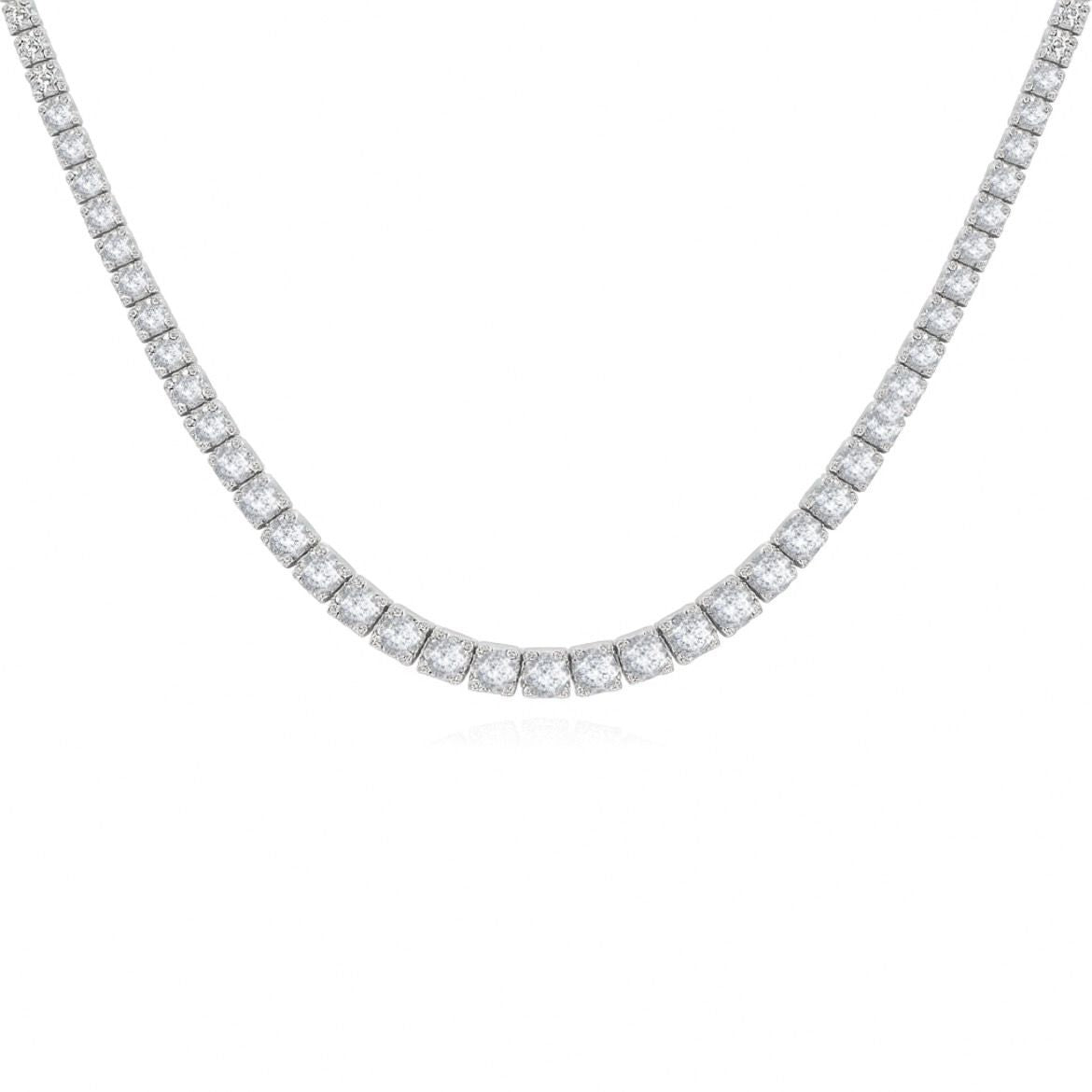 Gargantilla de Oro Blanco 14K Tennis BRILLANTE NATURAL 6.0 ct