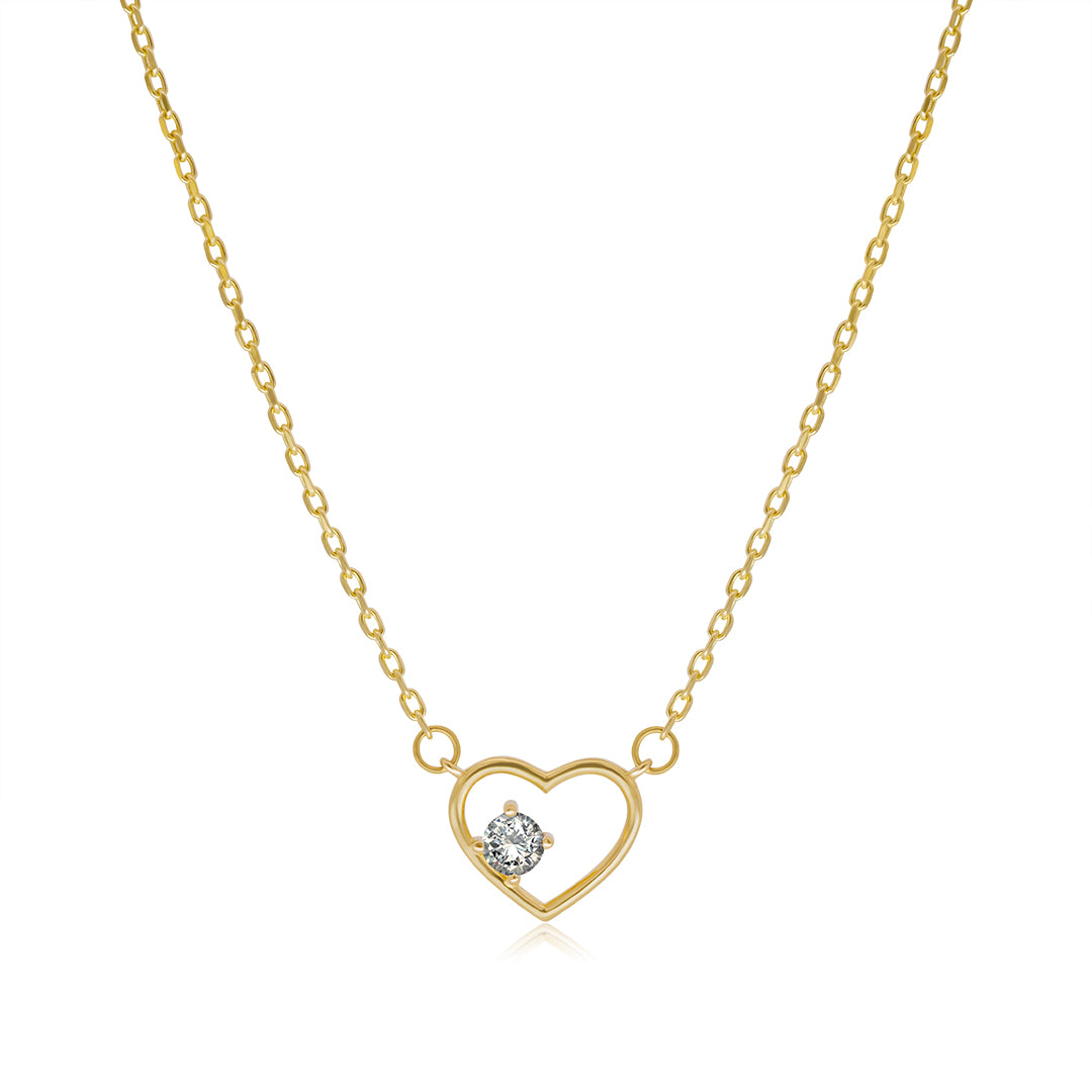 Gargantilla de Oro 10K Silueta Corazón Zirconia Ultraligero