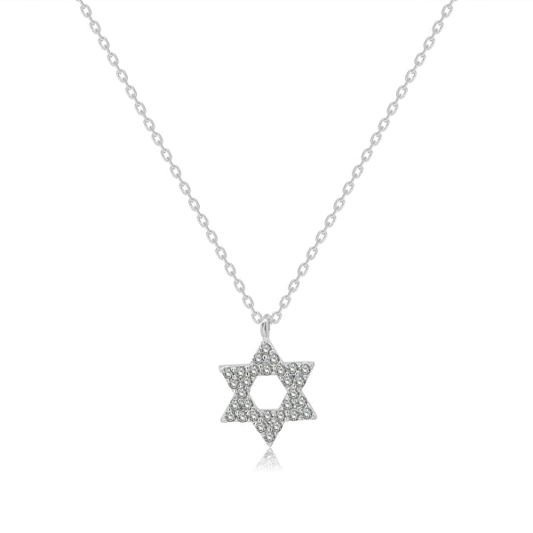 Gargantilla Estrella de David con Zirconias - Oro Blanco 10K