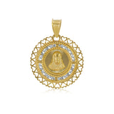 Medalla Redonda Sagrado Corazón, Perímetro de Corazones - Oro 10K