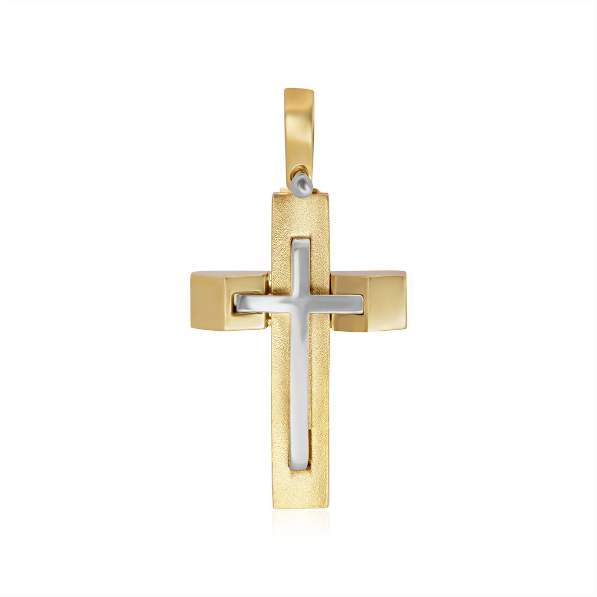 Cruz de Oro 10K y 14K Matte con Cruz Platinada