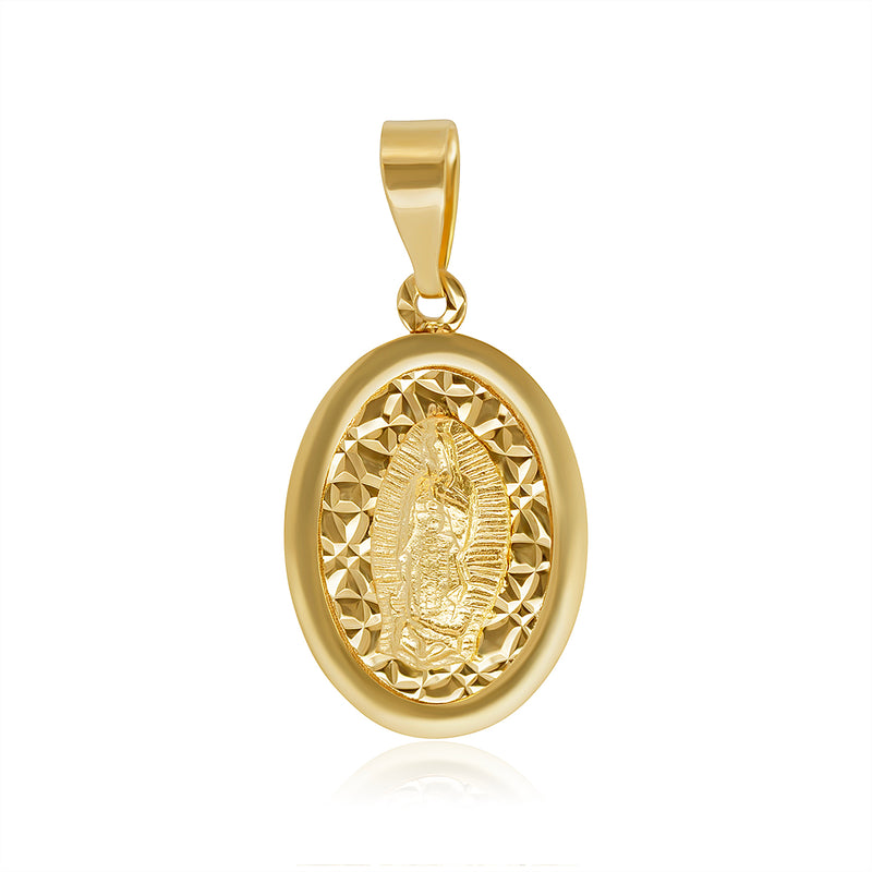 Medalla Ovalada Virgen de Guadalupe Bisel Diamantado - Oro 14K