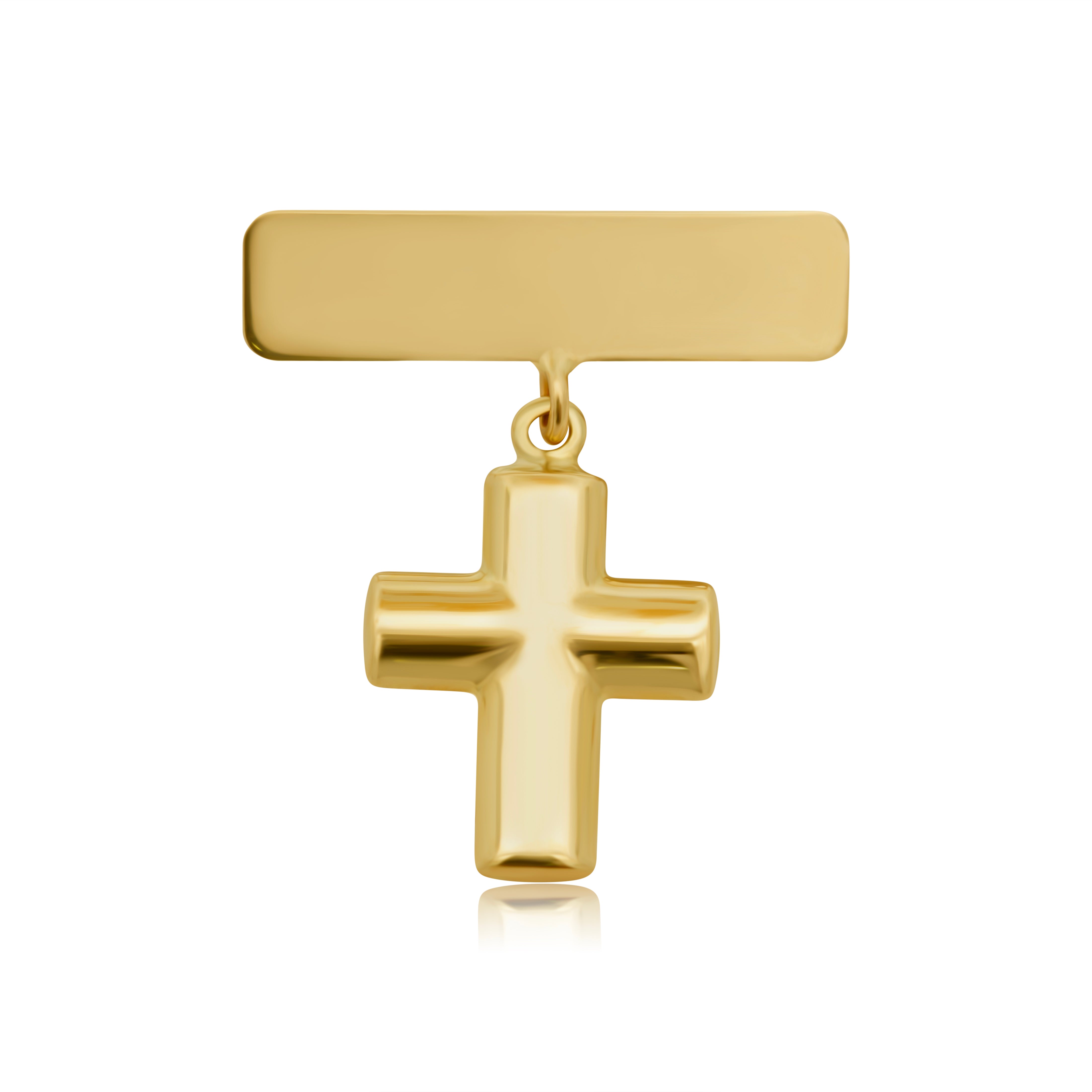 Segurito de Oro 14K con Placa y Cruz Abombada