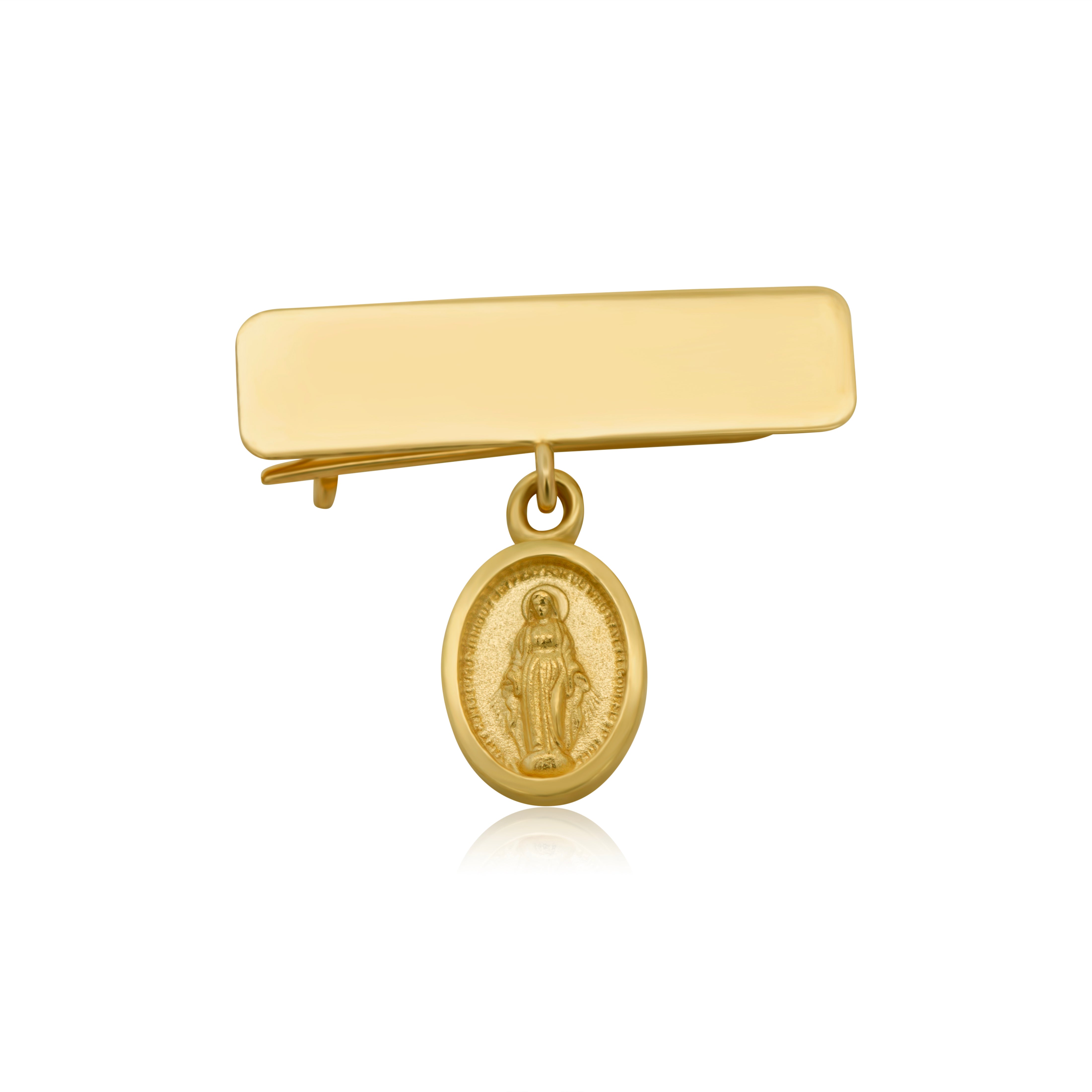 Segurito de Oro 14K con Placa y Medalla Virgen Milagrosa
