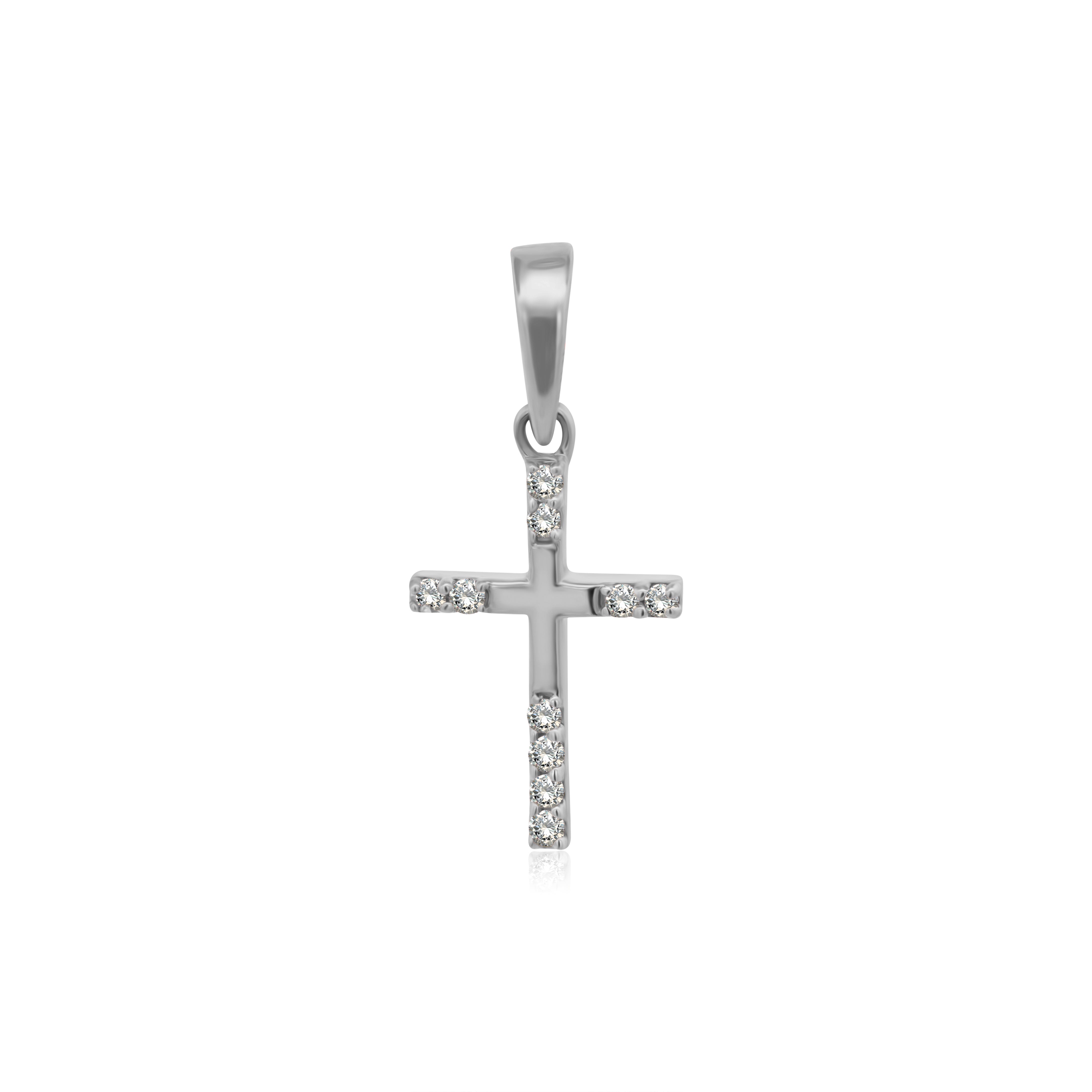 Dije de Oro 10K Cruz chica Con Brillante Natural, .05ct