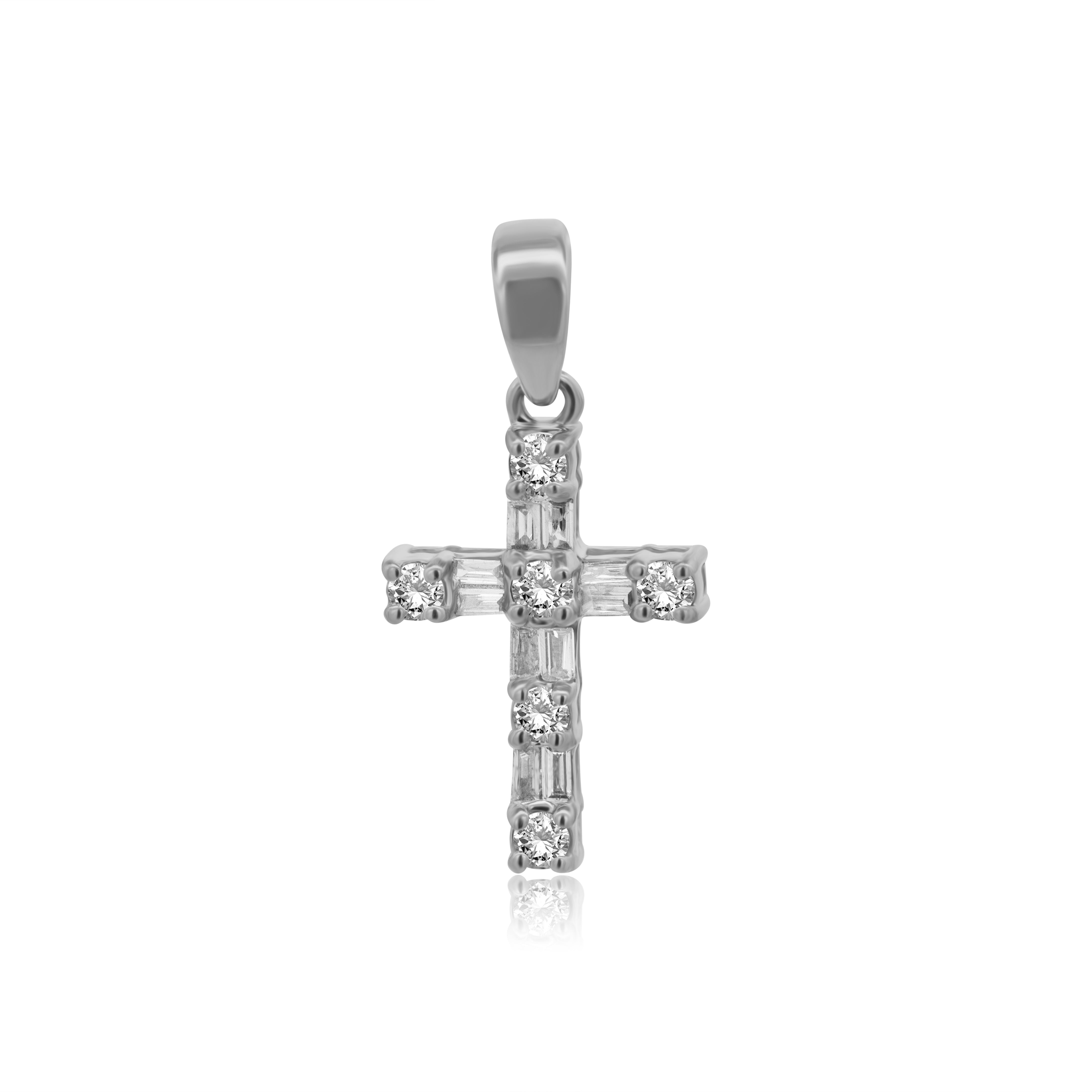 Dije de Oro 10K Cruz Con Brillante Natural, .17ct
