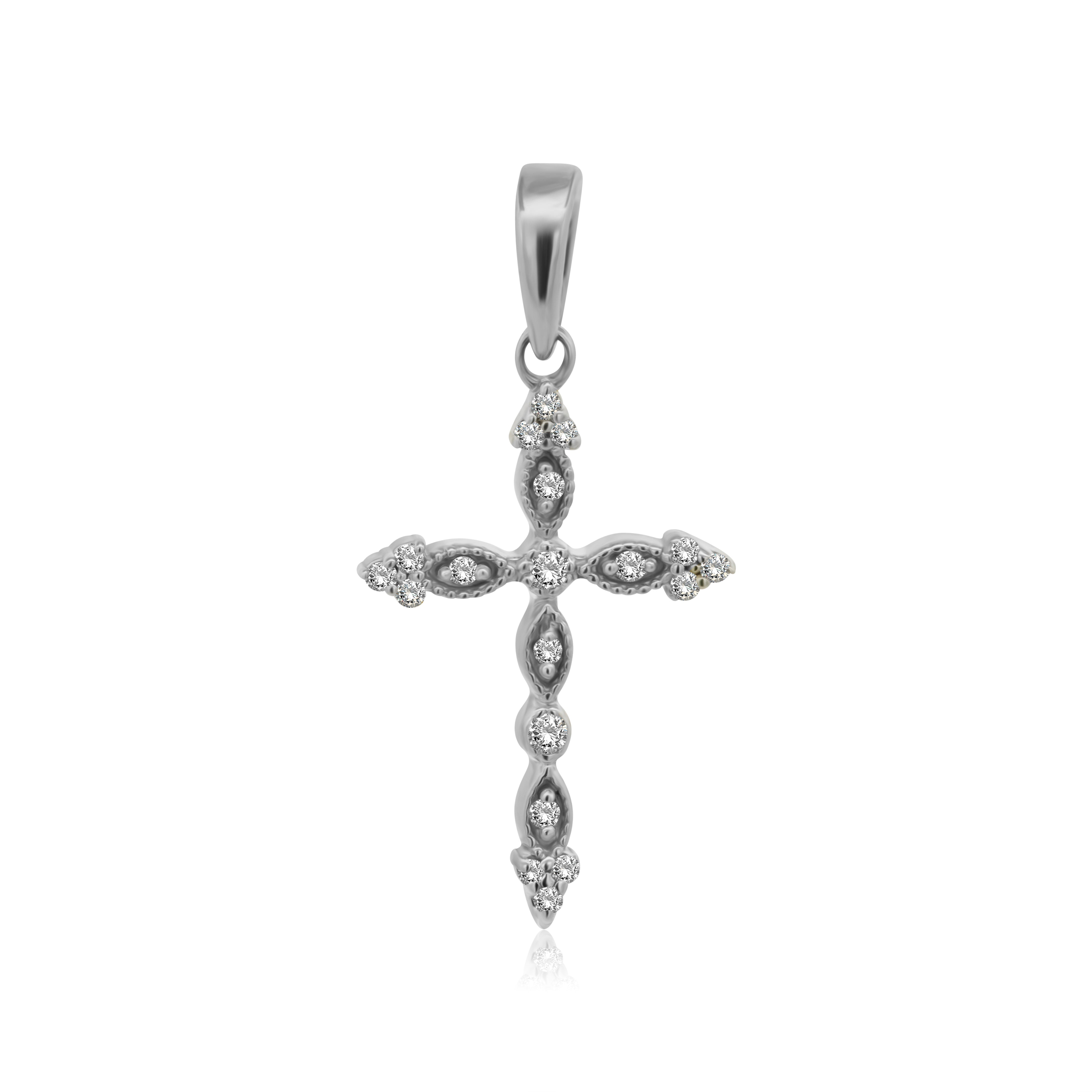 Dije de Oro 10K Cruz Con Brillante Natural, .10ct