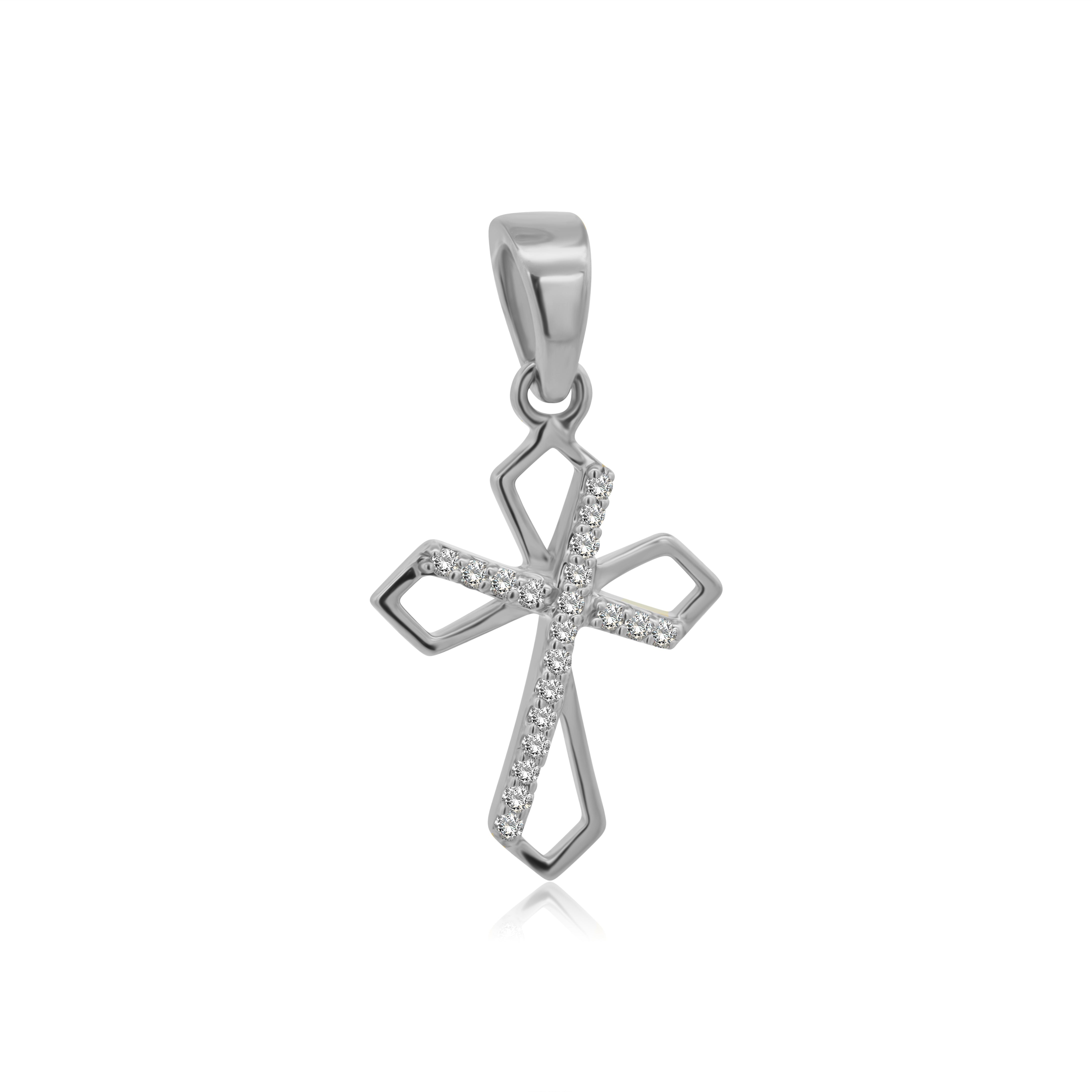 Dije de Oro 10K Cruz Con Brillante Natural, .05ct