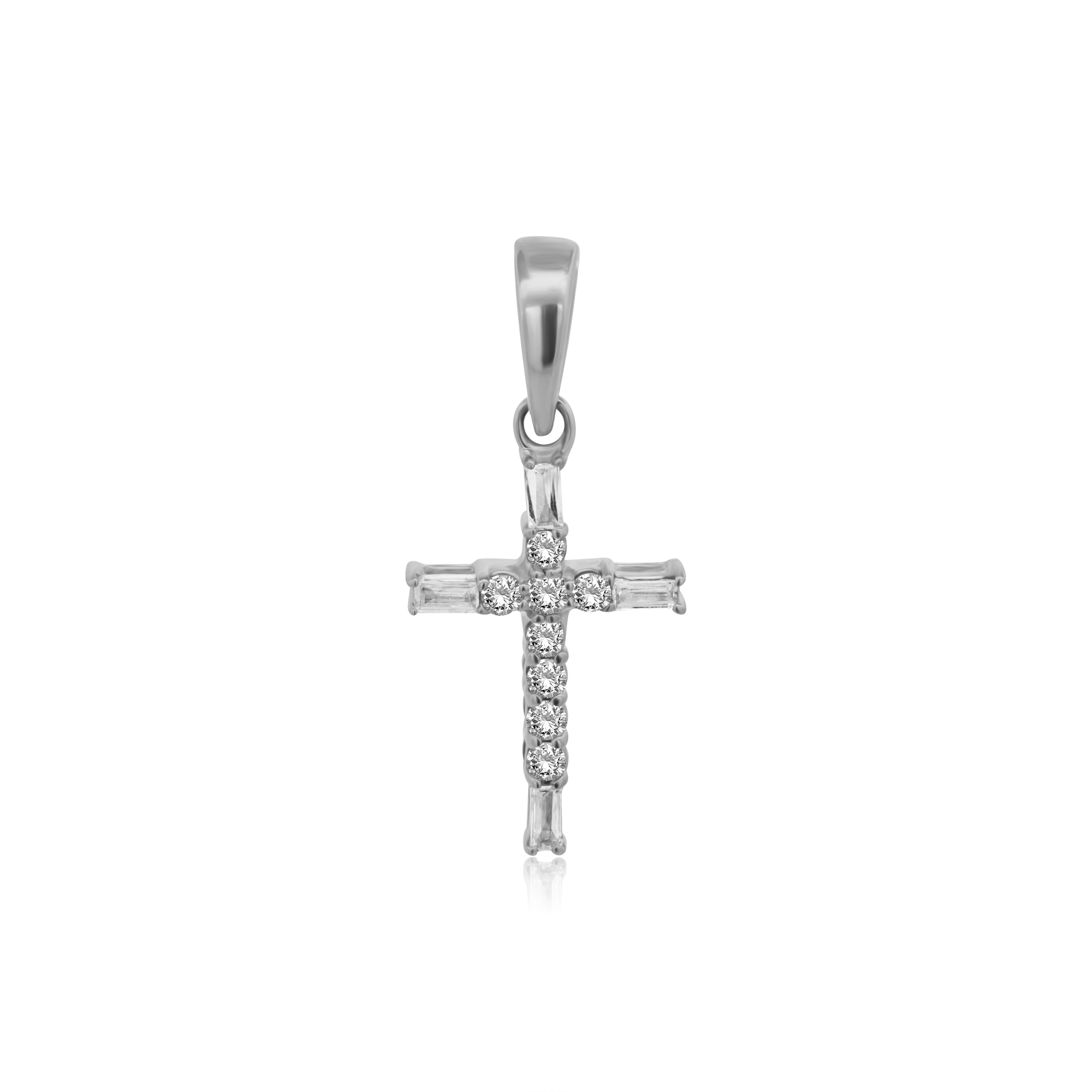 Dije de Oro 10K Cruz Brillante Natural, .10ct