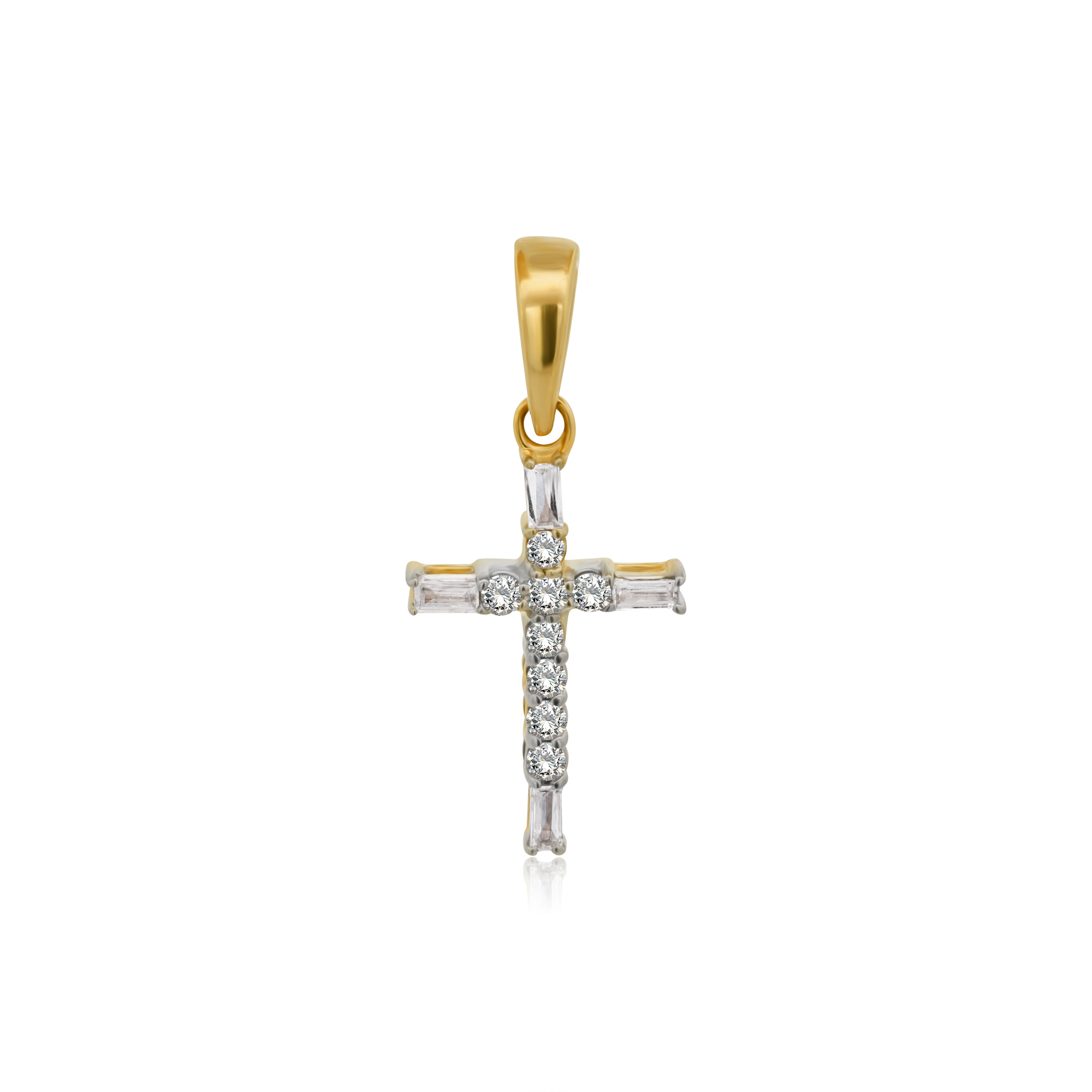 Dije de Oro 10K Cruz Brillante Natural, .10ct