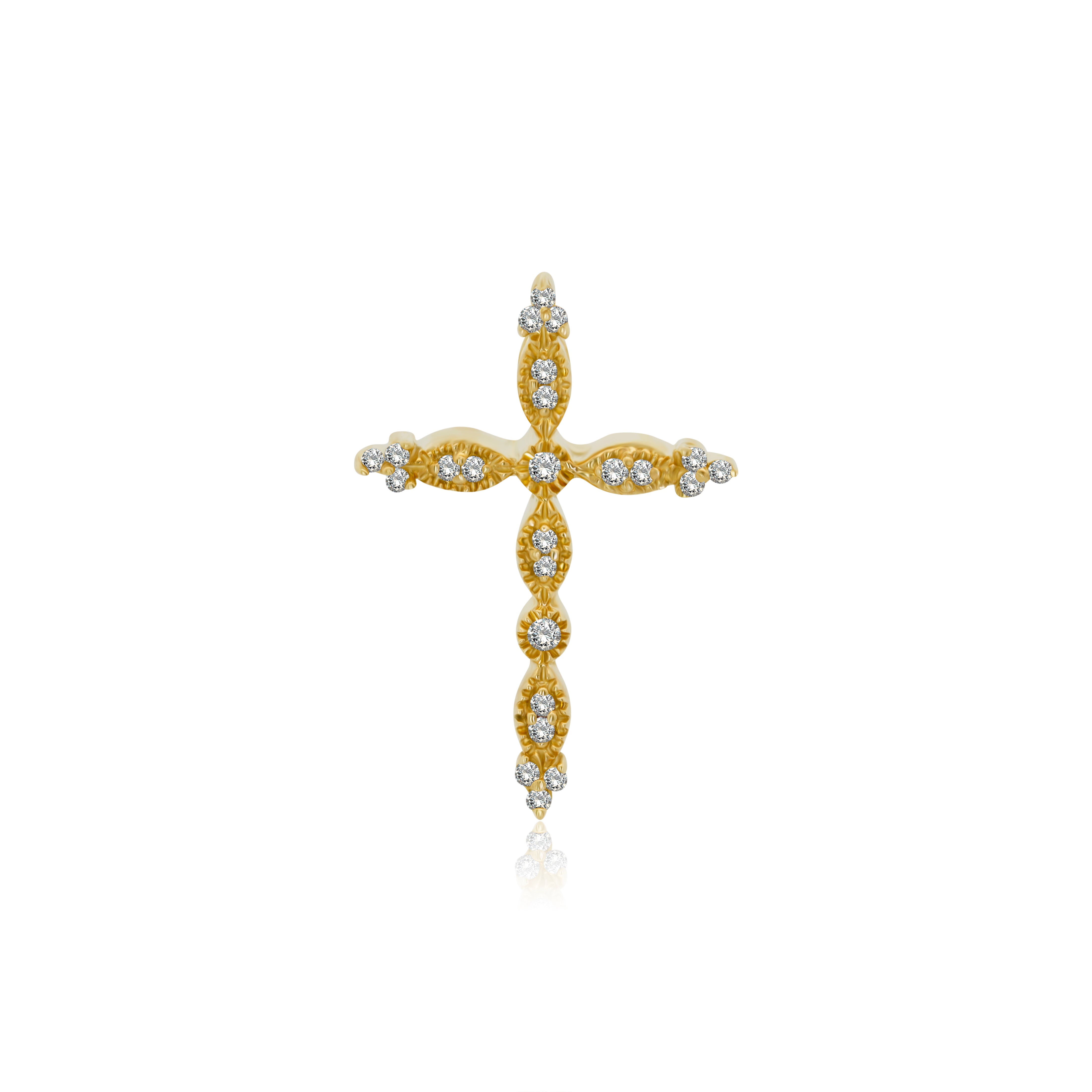 Dije de Oro 10K Cruz Con Brillante Natural, .10ct