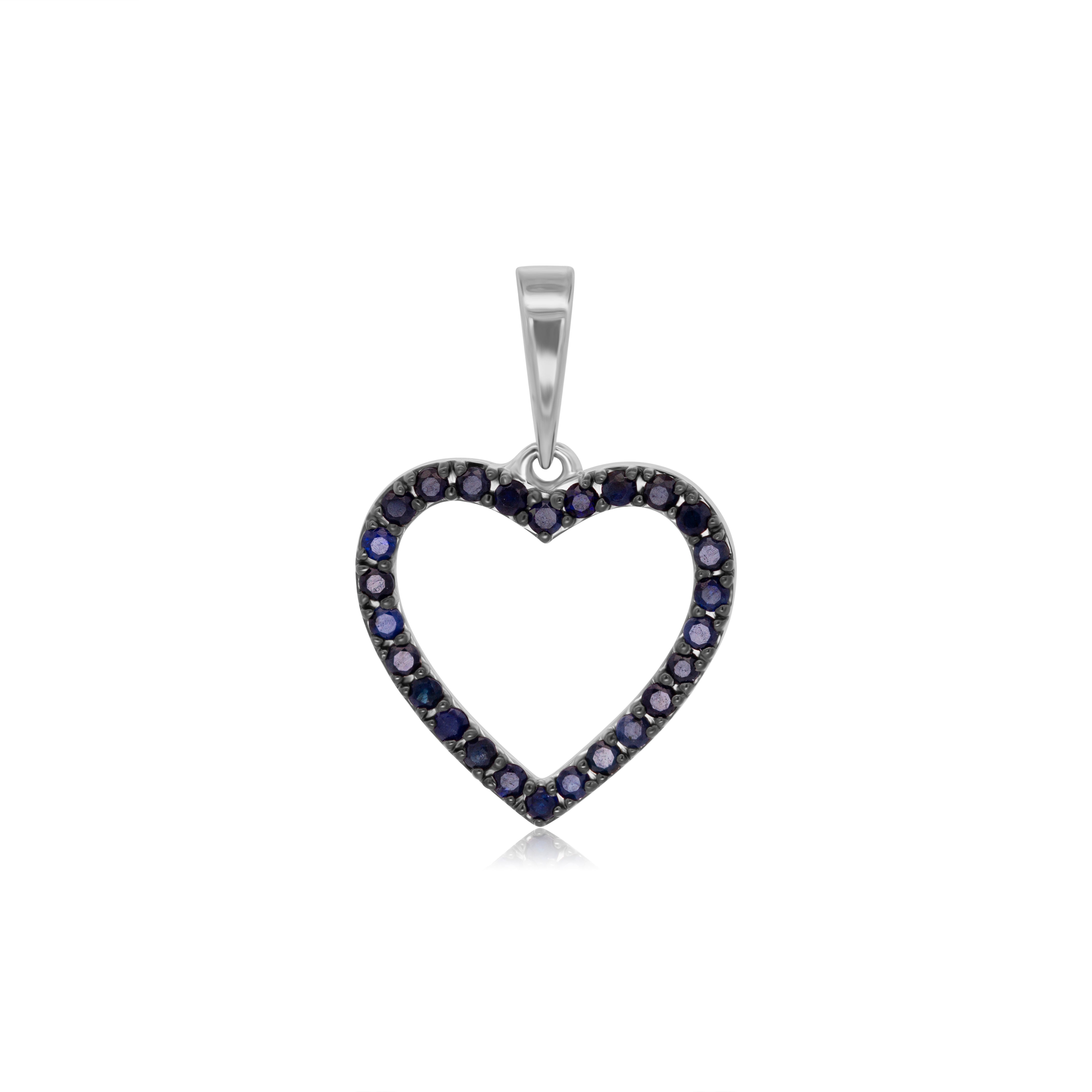 Dije de Oro Blanco 14K Corazón Zafiros o Rubíes