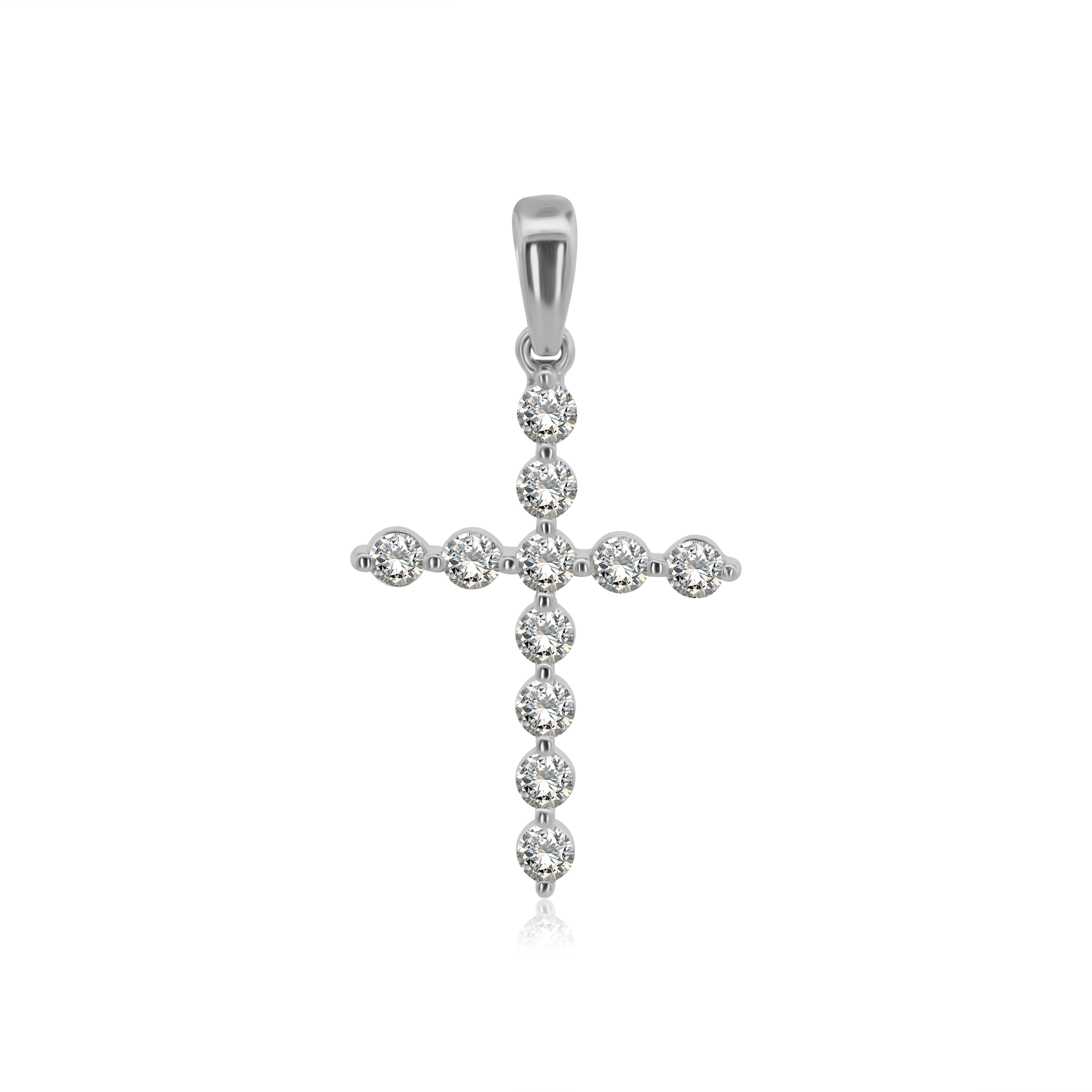 Cruz de Oro Blanco 14K BRILLANTES NATURALES .33ct