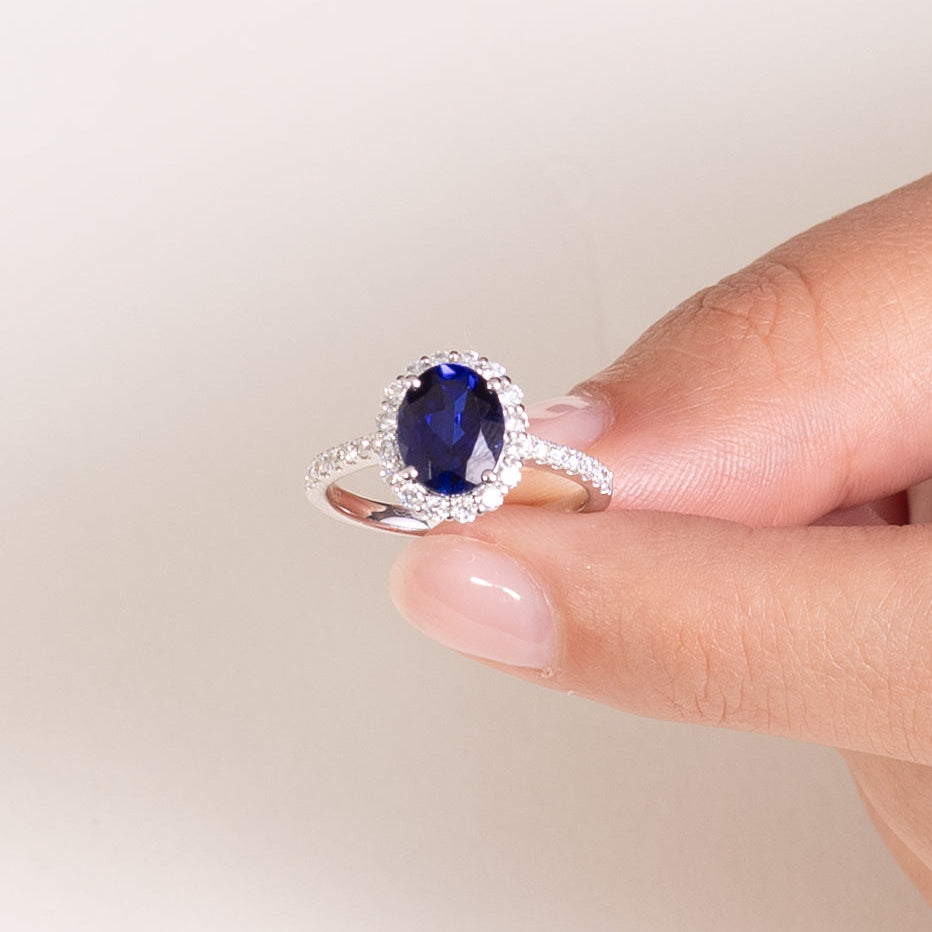 Anillo de Oro 10K Zafiro 2.46ct y BRILLANTE LABORATORIO .48ct.