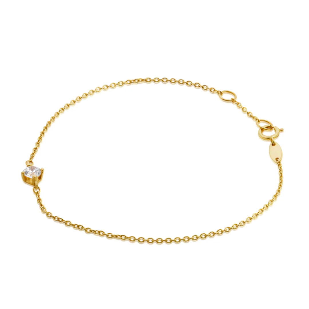 Pulsera de Oro 14K Zirconia Central