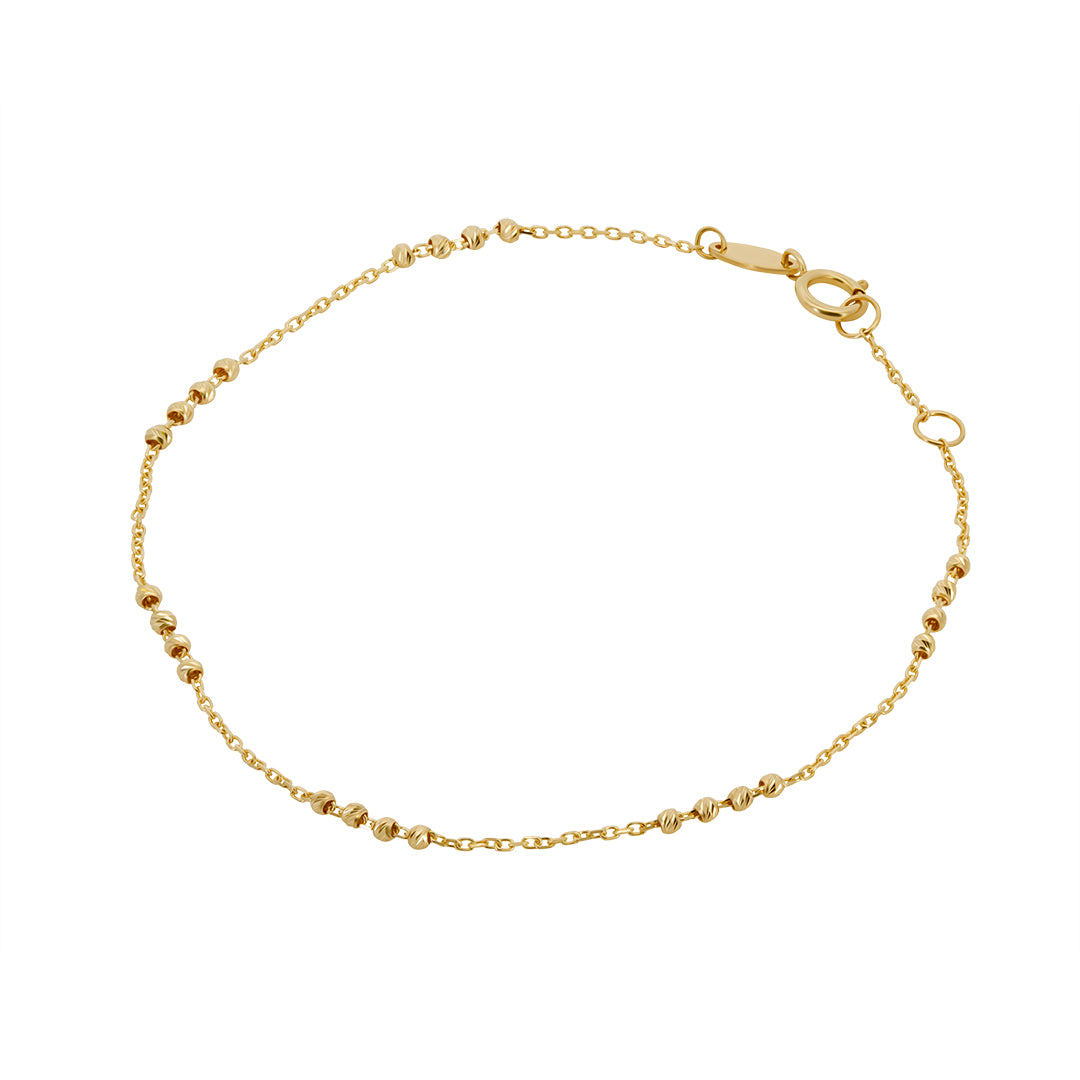 Pulsera de  Oro 14K con Bolitas Diamantadas