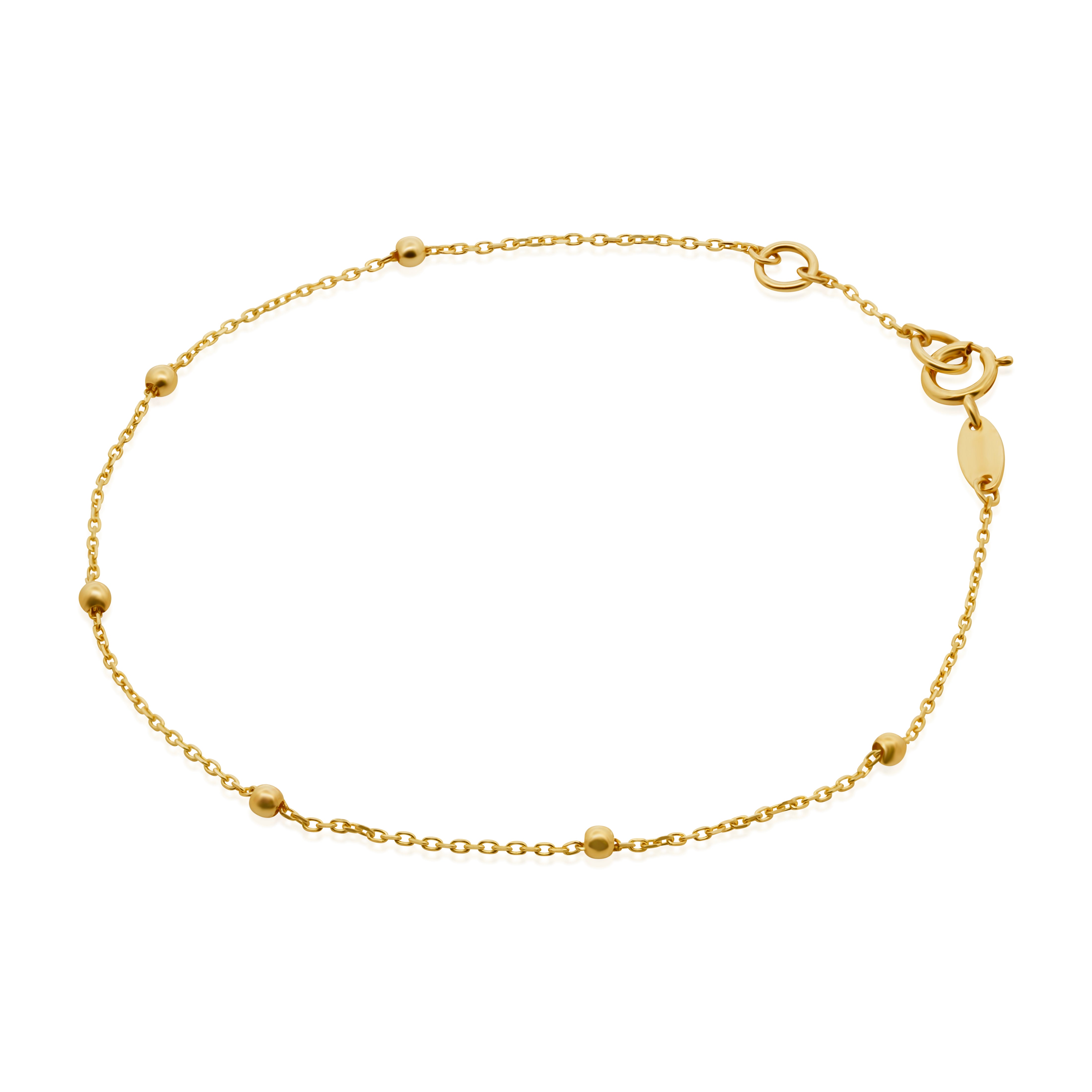 Pulsera de  Oro 14K con Bolitas Lisas