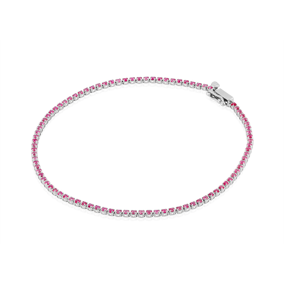 Pulsera de Oro Rosa 14K Tennis con RUBÍES 1ct.