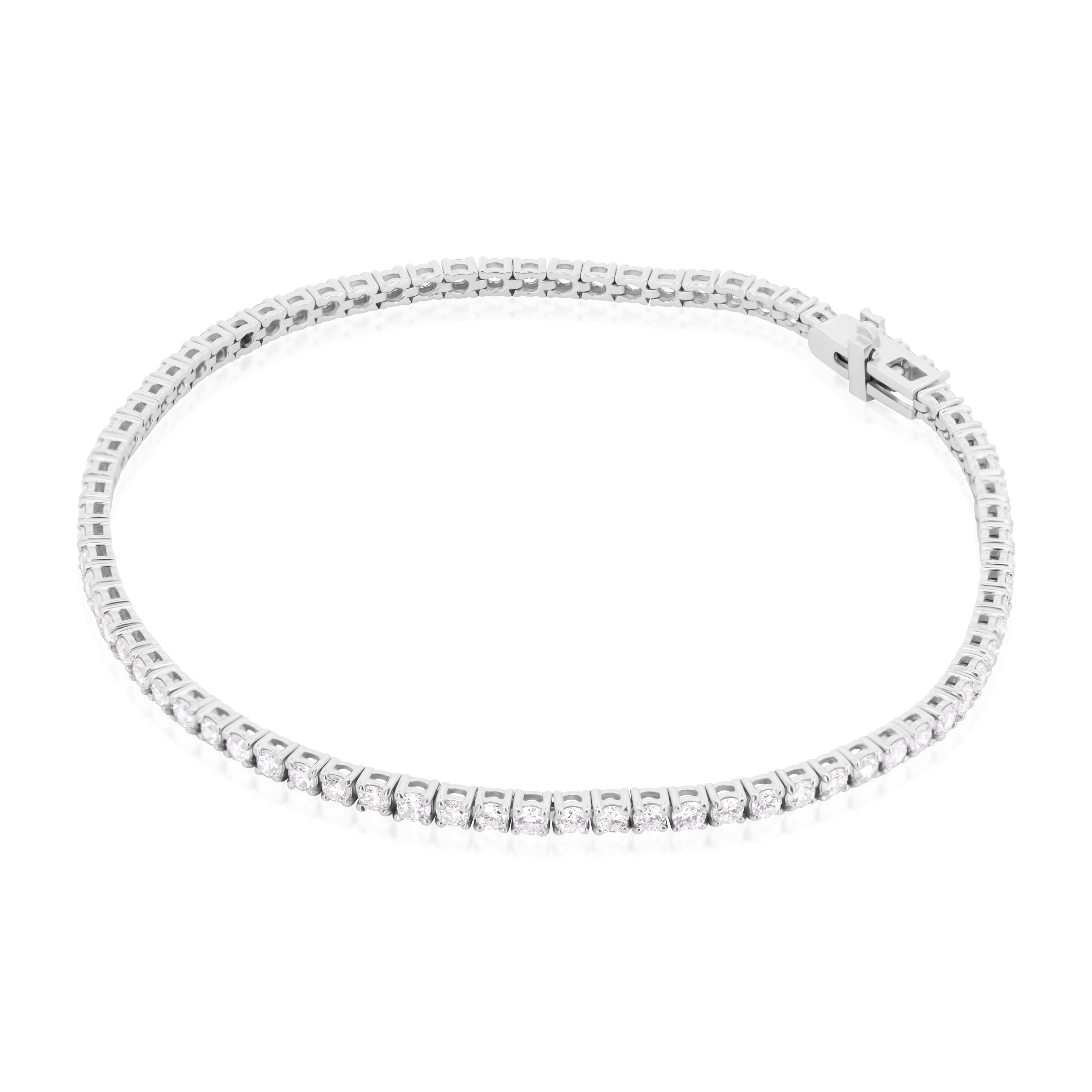 Pulsera de Oro Blanco 14K Tennis con BRILLANTE LABORATORIO 2 ct. Y 4ct.