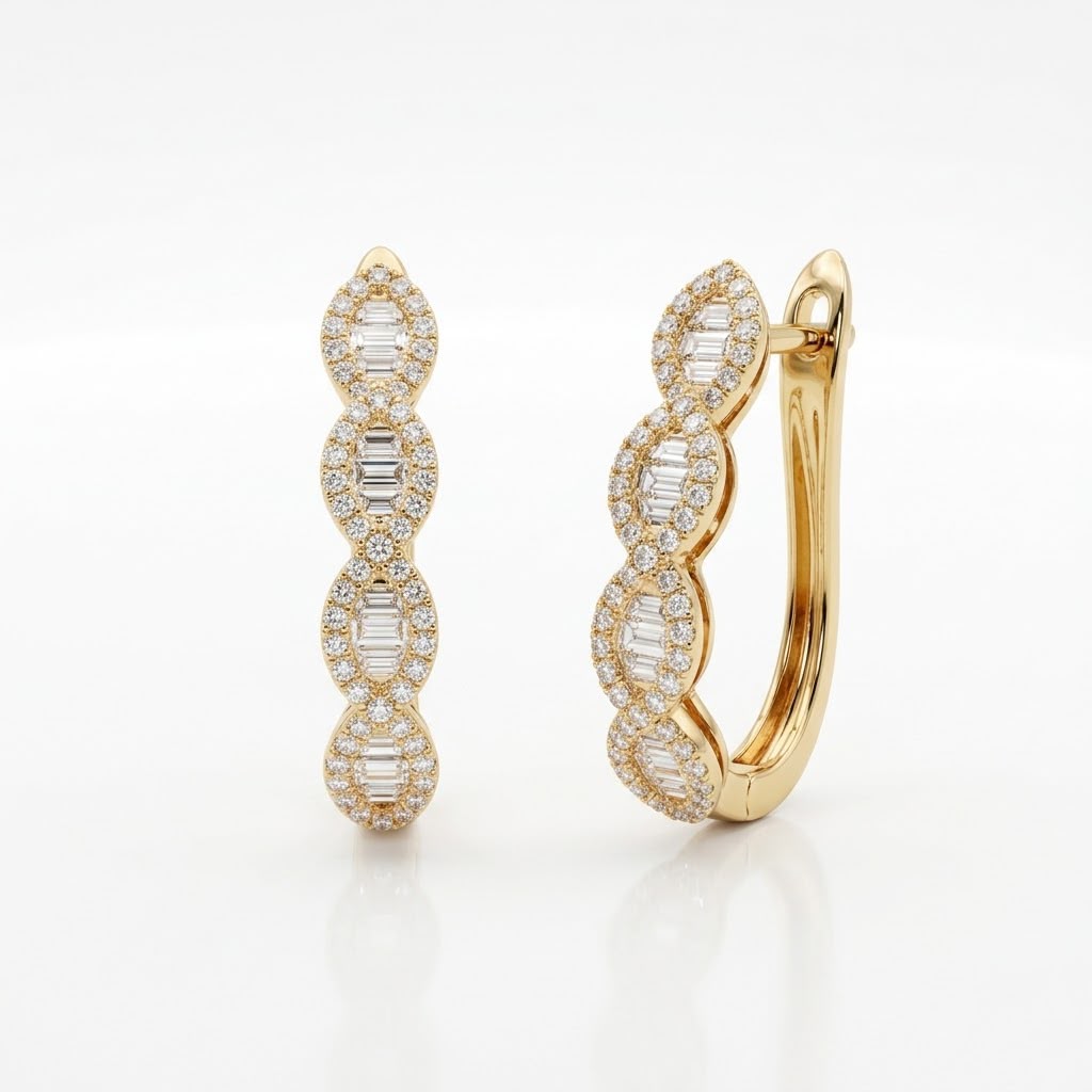 Huggies de Oro 18K Diseño Frontal BRILLANTE NATURAL .37ct.
