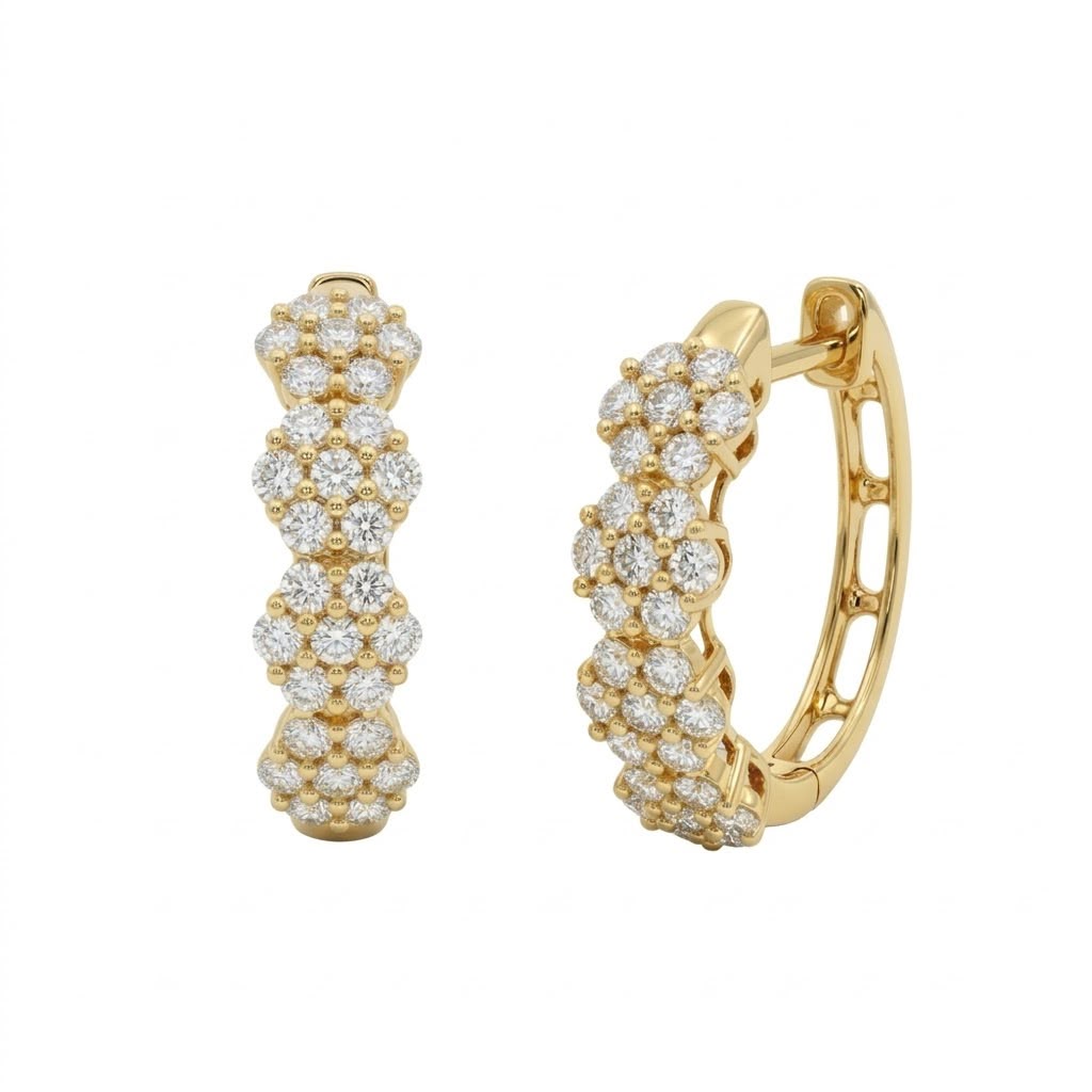 Huggies de Oro 18K Flor BRILLANTE NATURAL .56ct.