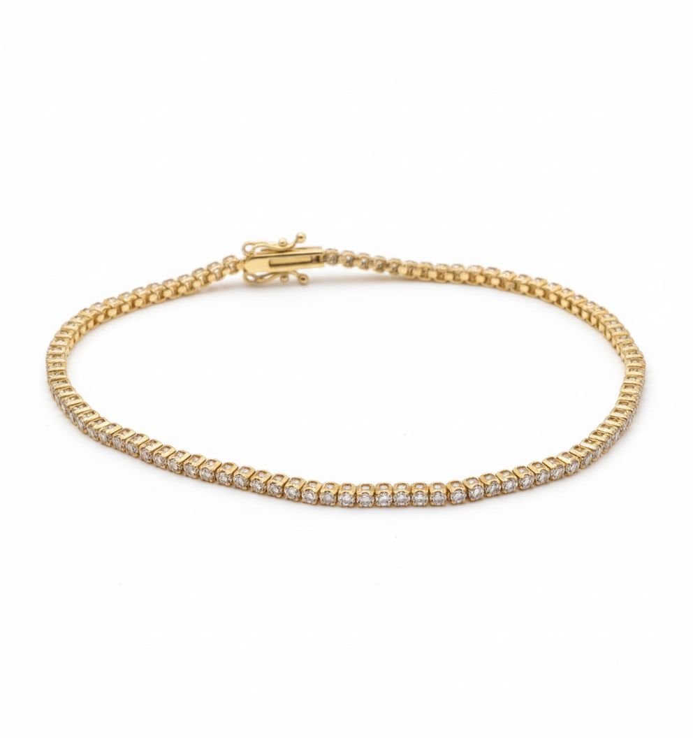 Pulsera de Oro 14K Tennis/Buttercup con BRILLANTE NATURAL 1.00ct.