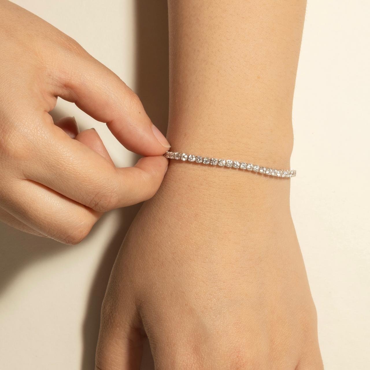 Pulsera de Oro Blanco 14K Tennis con BRILLANTE LABORATORIO 4.27 ct.